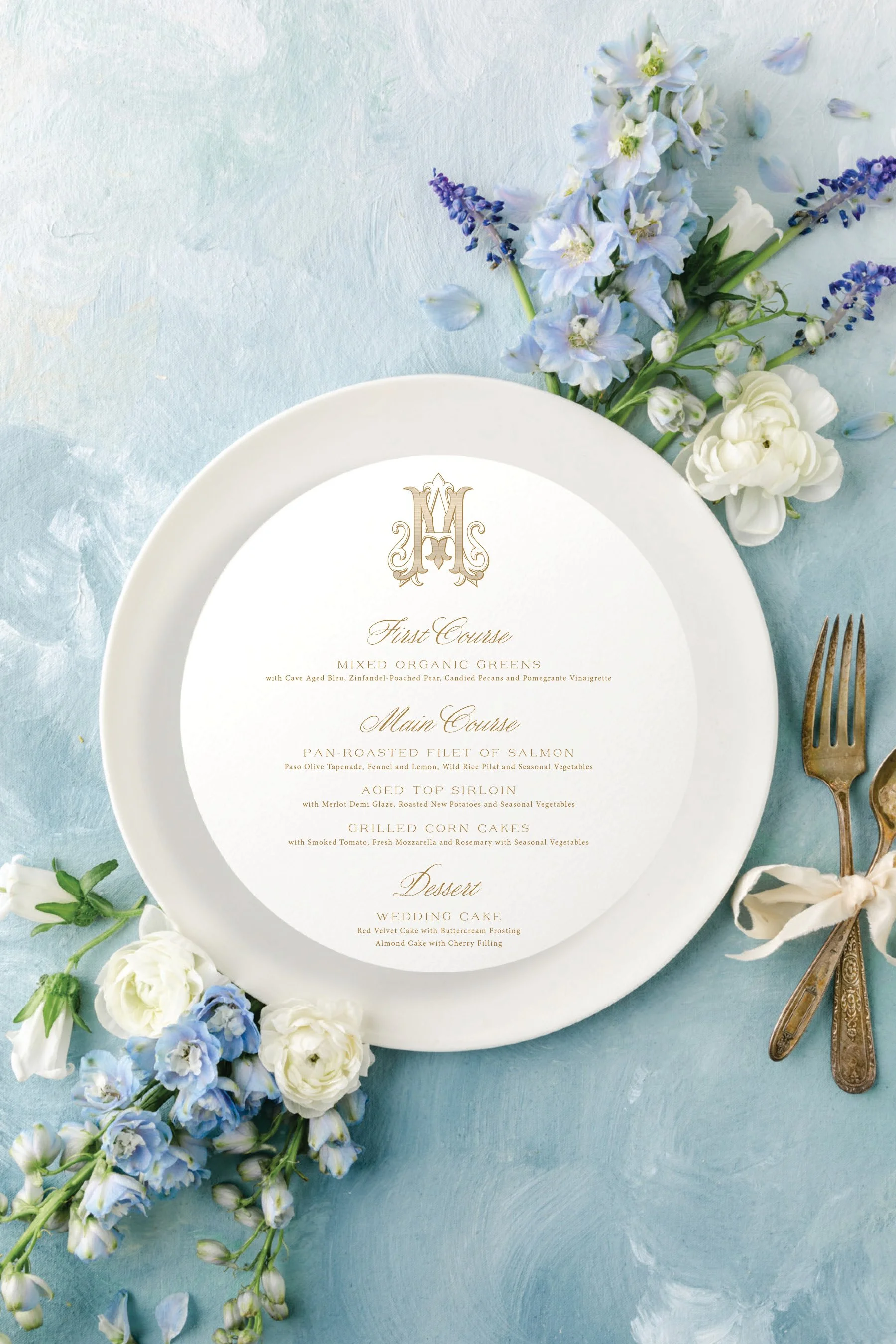 Round Wedding Menus for Reception Dinner