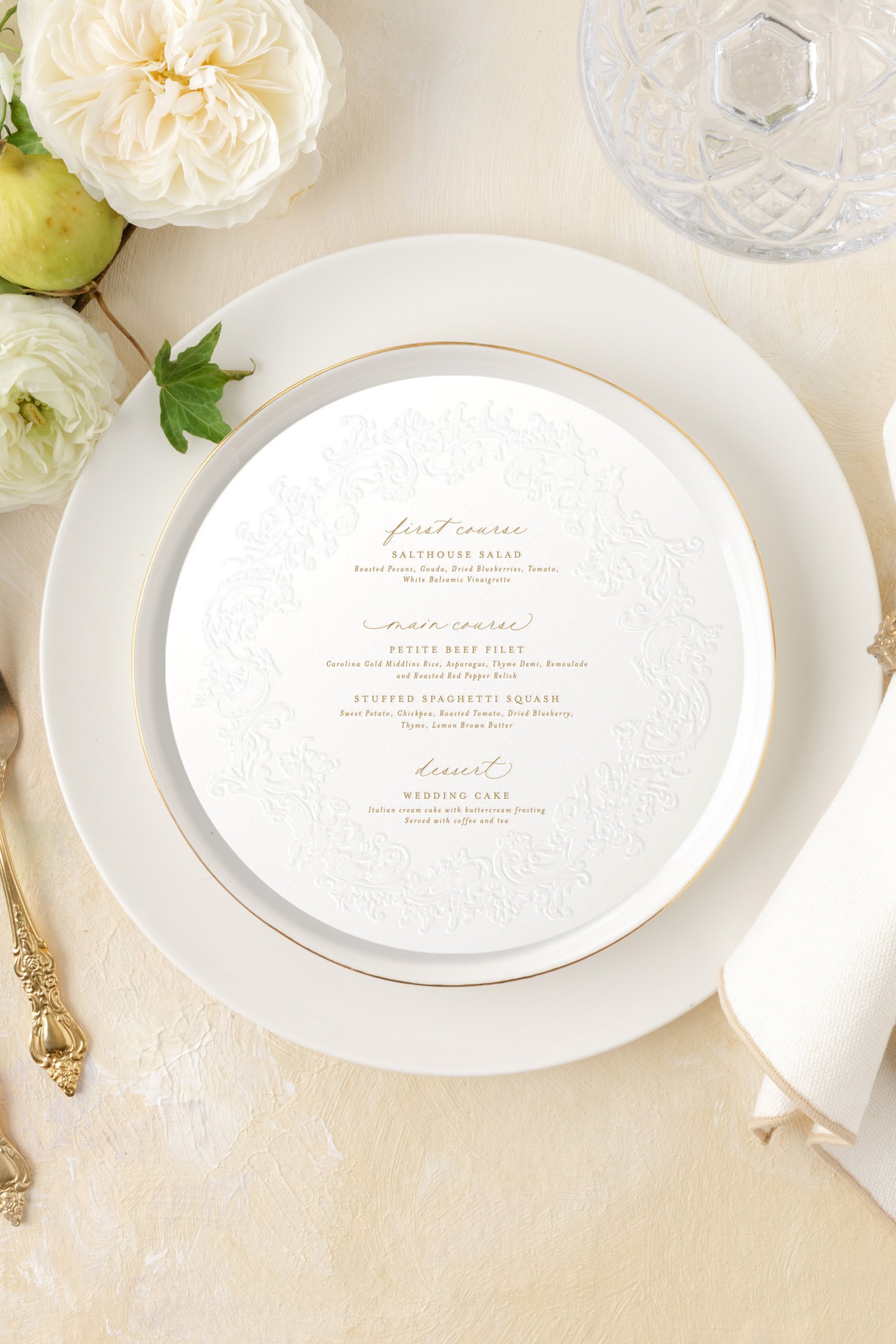 round wedding menu cards
