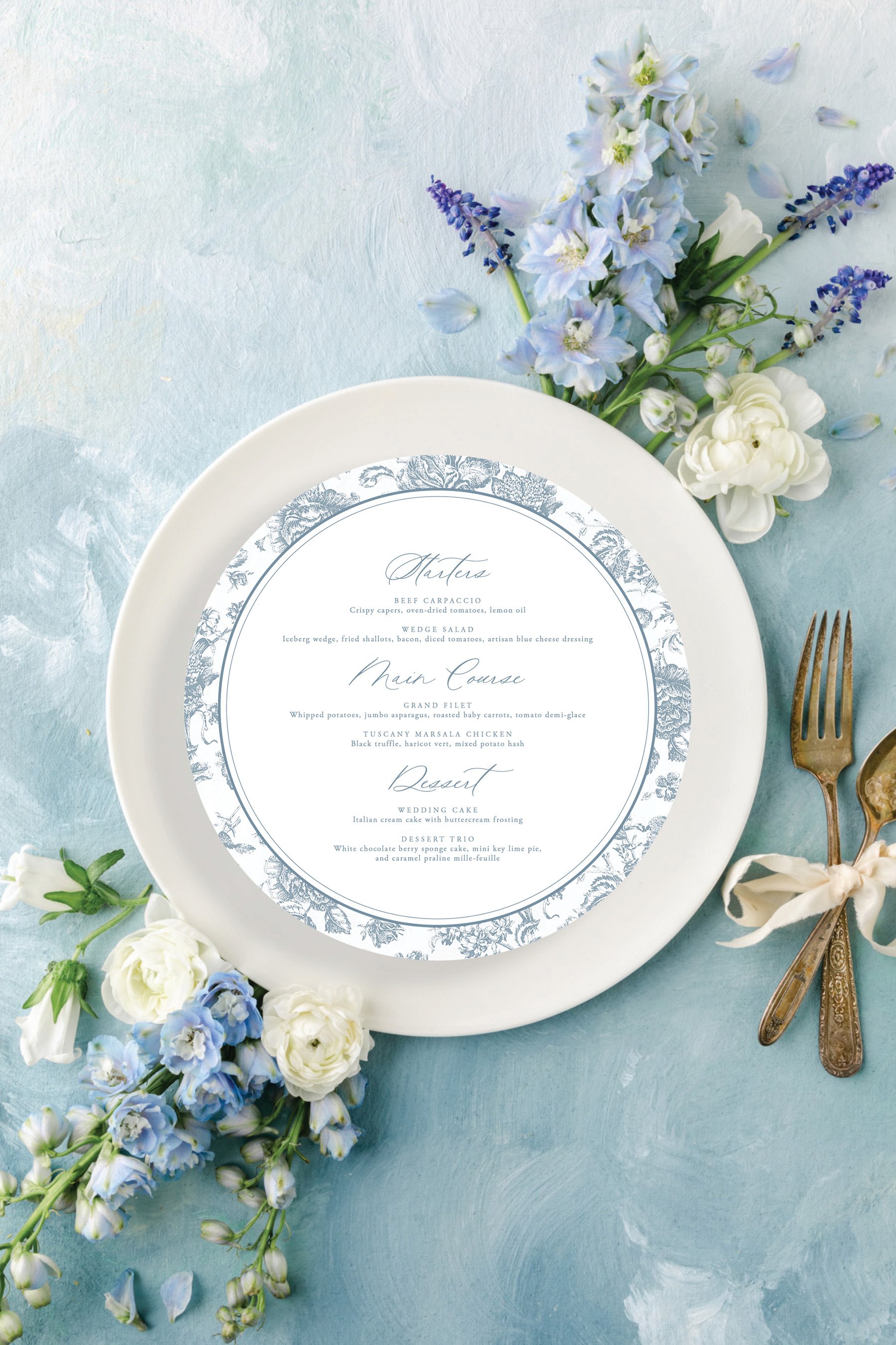 round wedding menu cards