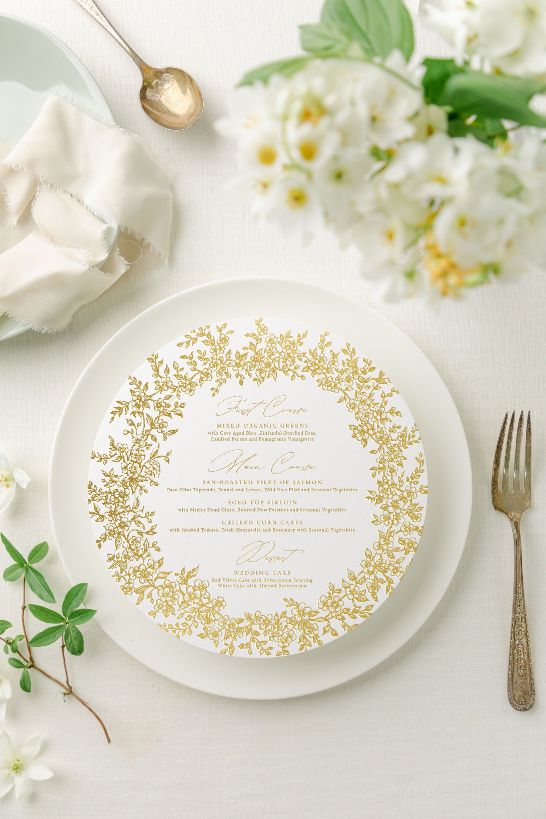 round wedding menu cards