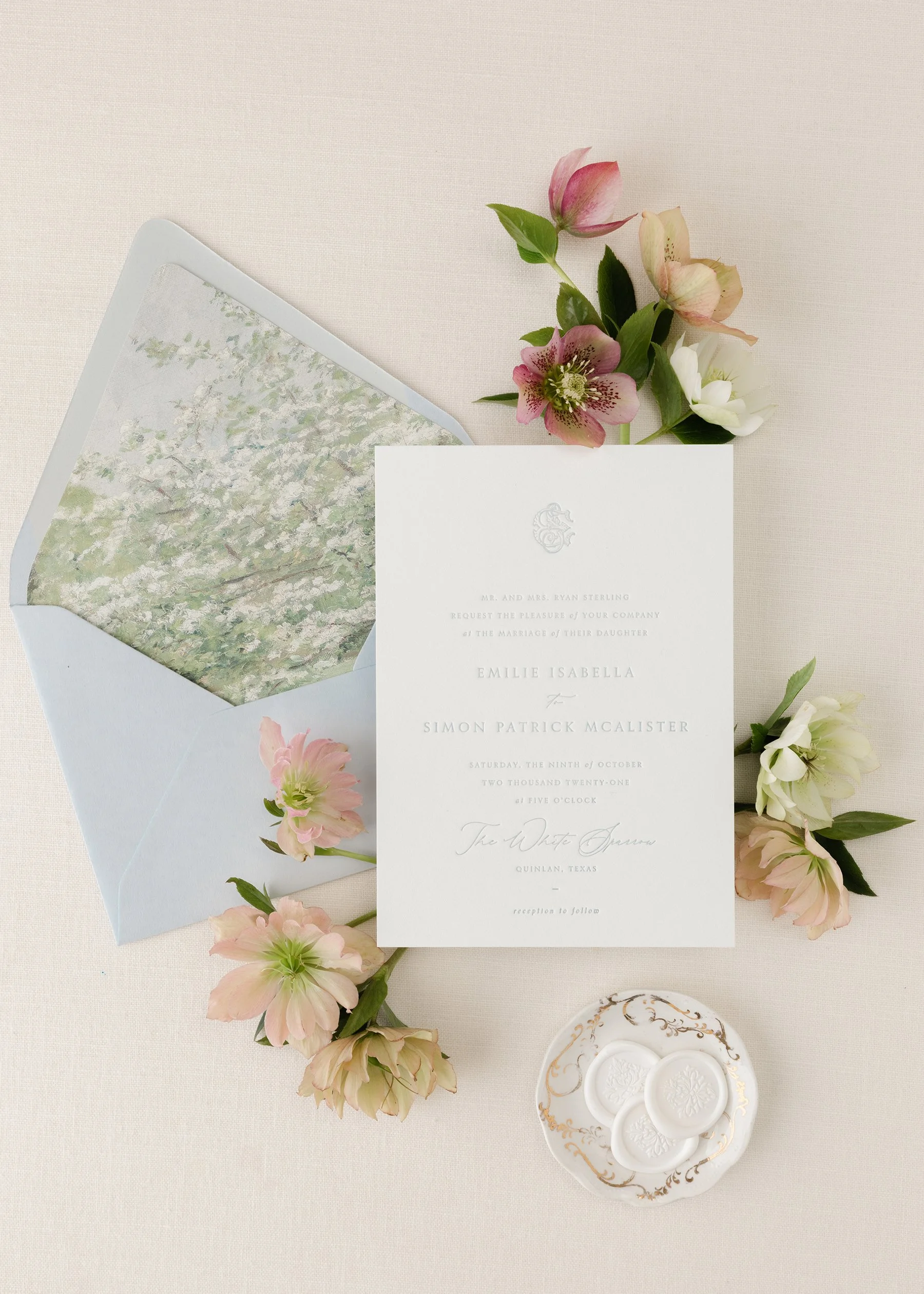 letterpress wedding invitation suite