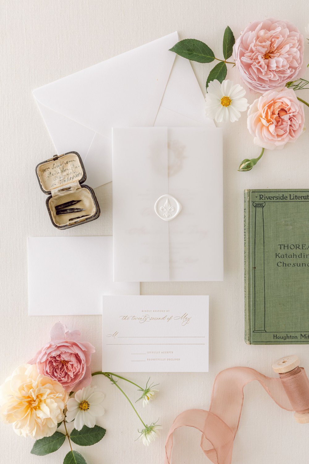 Vellum Wrap Wedding Invitations with a Wax Seal — Betty Lu Paperie