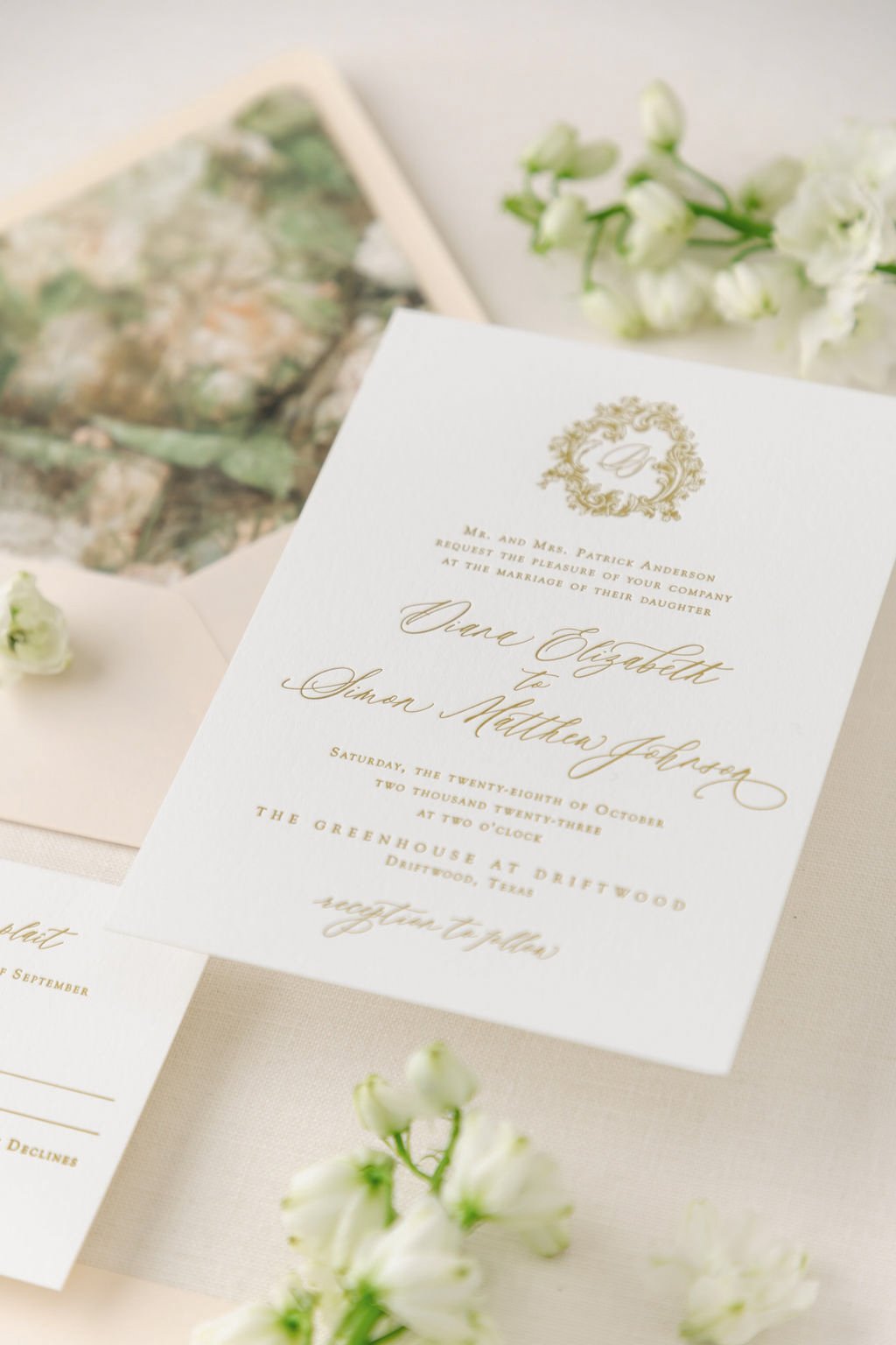 letterpress wedding invitation suite