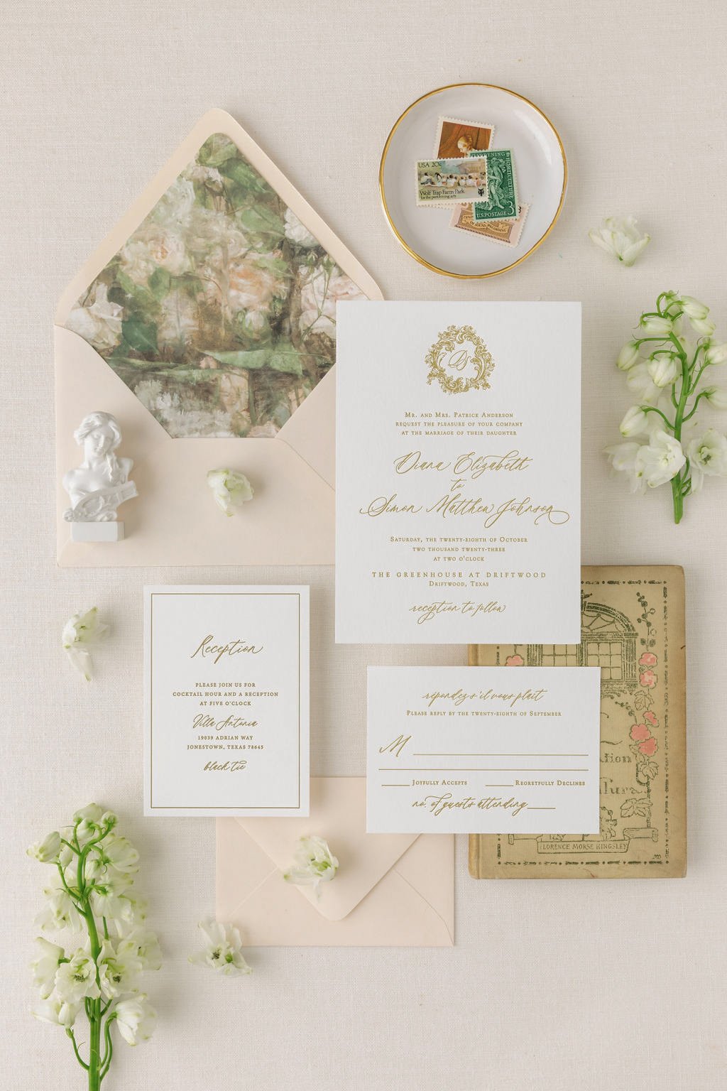 letterpress wedding invitation suite