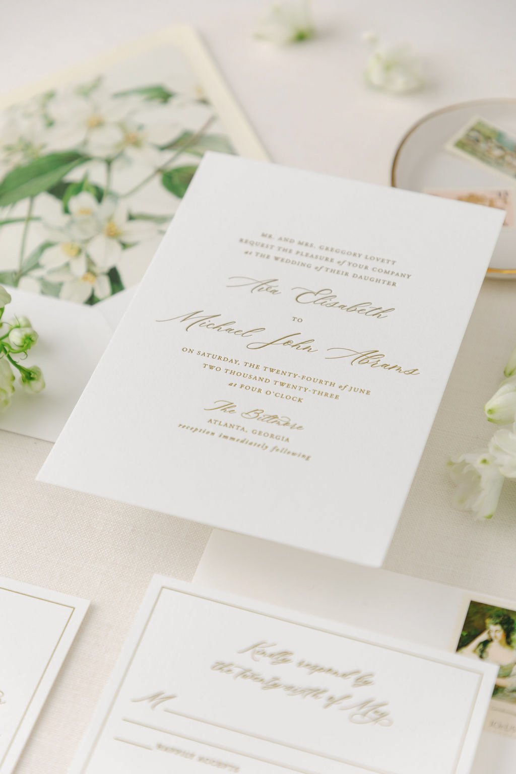 letterpress wedding invitation suite