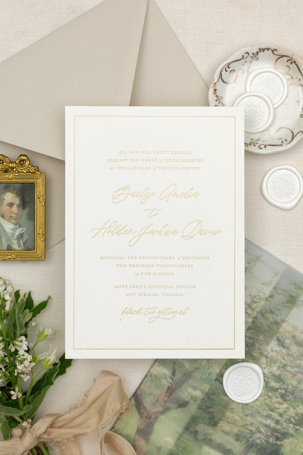Rileys & Co 50 Pack Wedding Invitation Cards with Envelopes and Stickers,  Gold Foil 5x7, 1 - Fry's Food Stores
