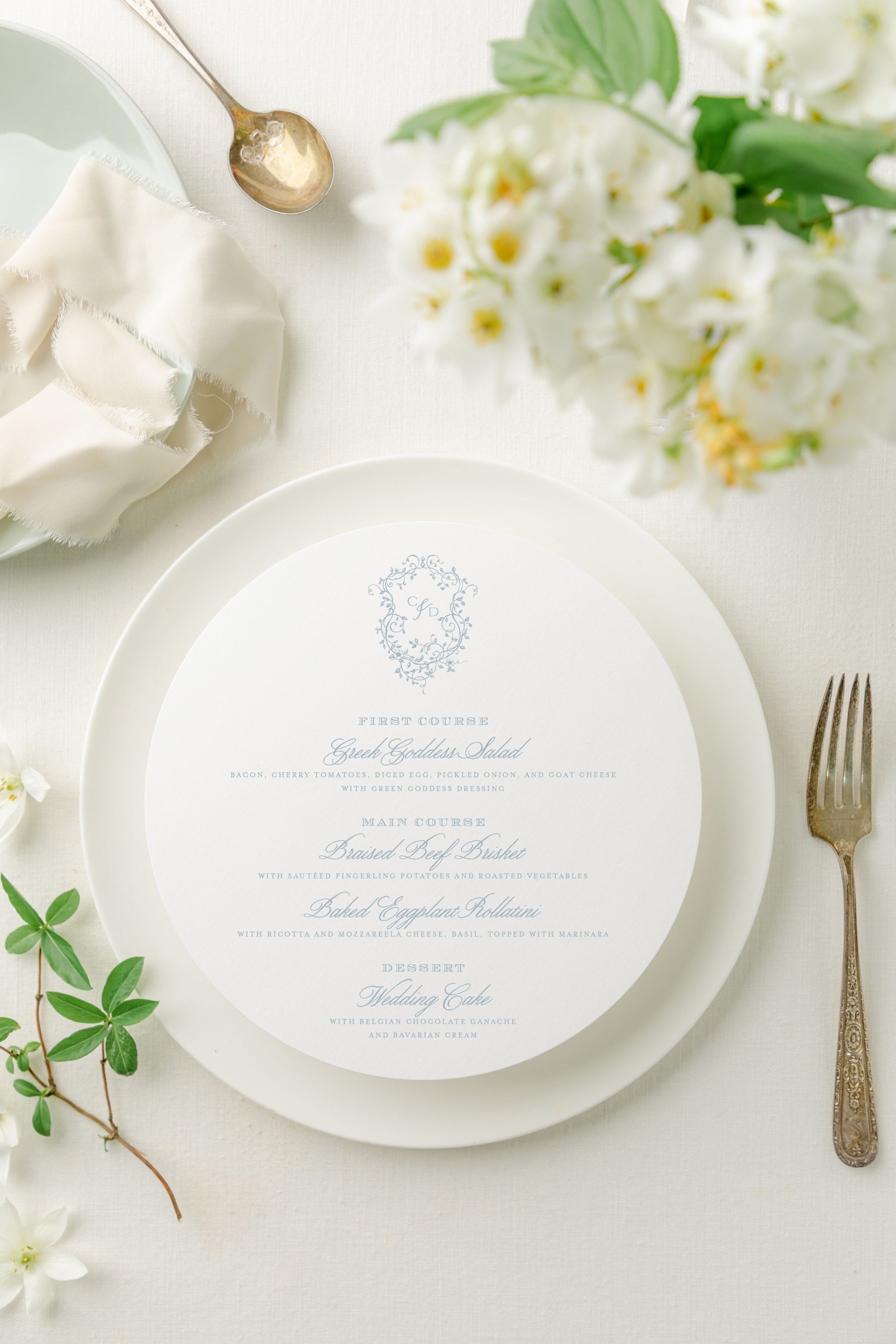 round wedding menu cards