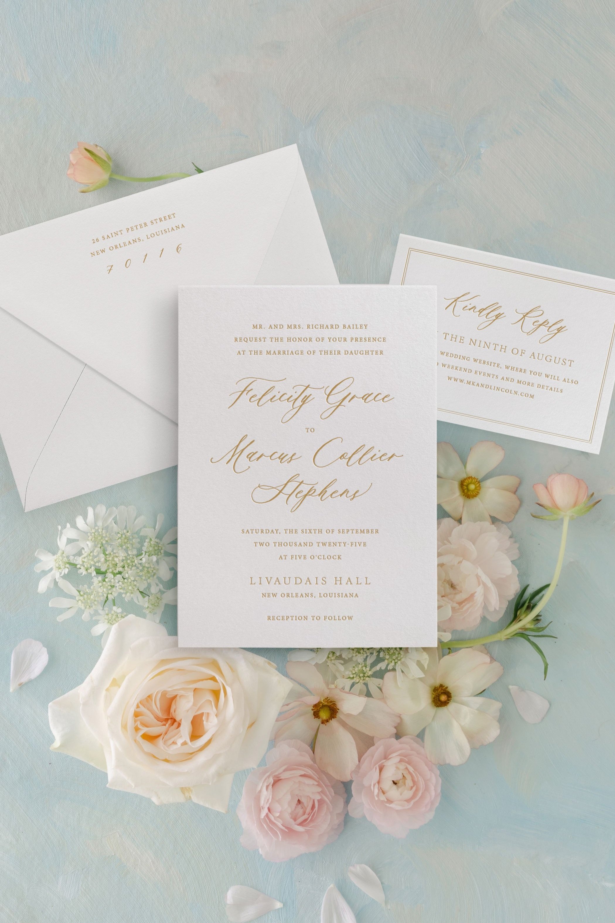 letterpress wedding invitation suite
