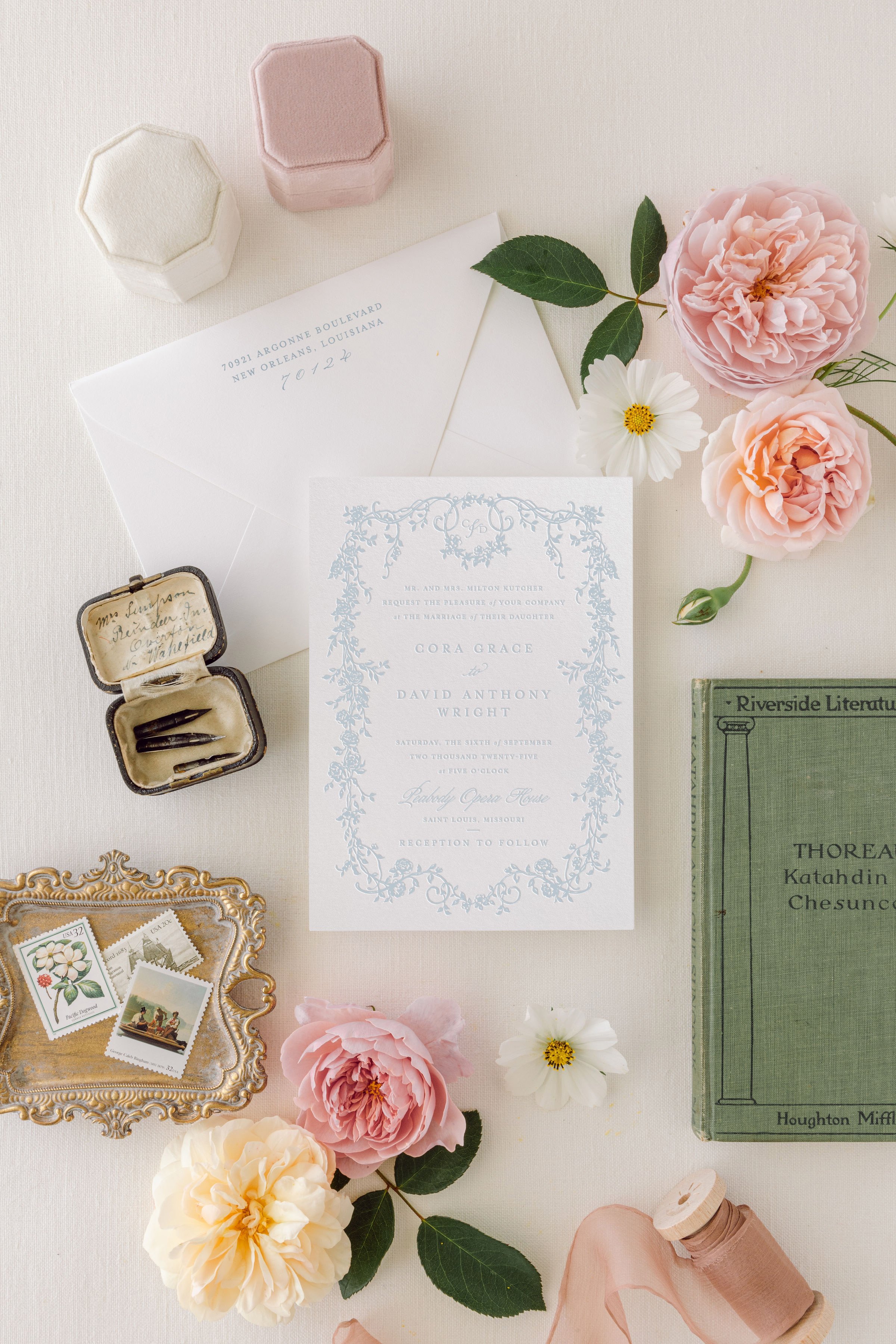 letterpress wedding invitation suite
