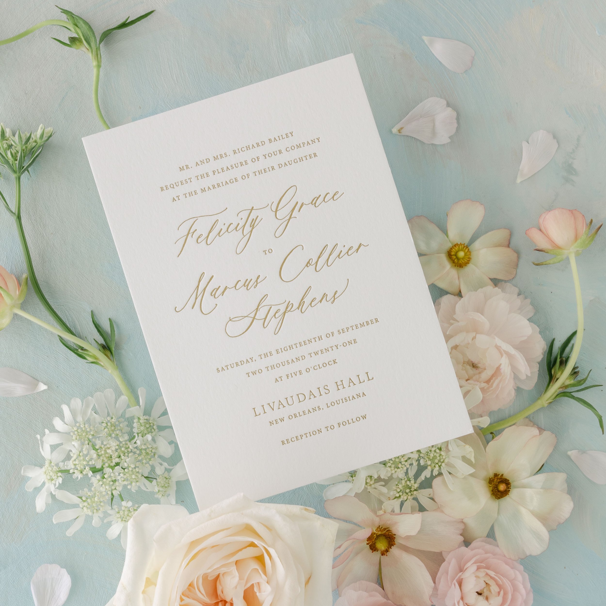 letterpress wedding invitation suite