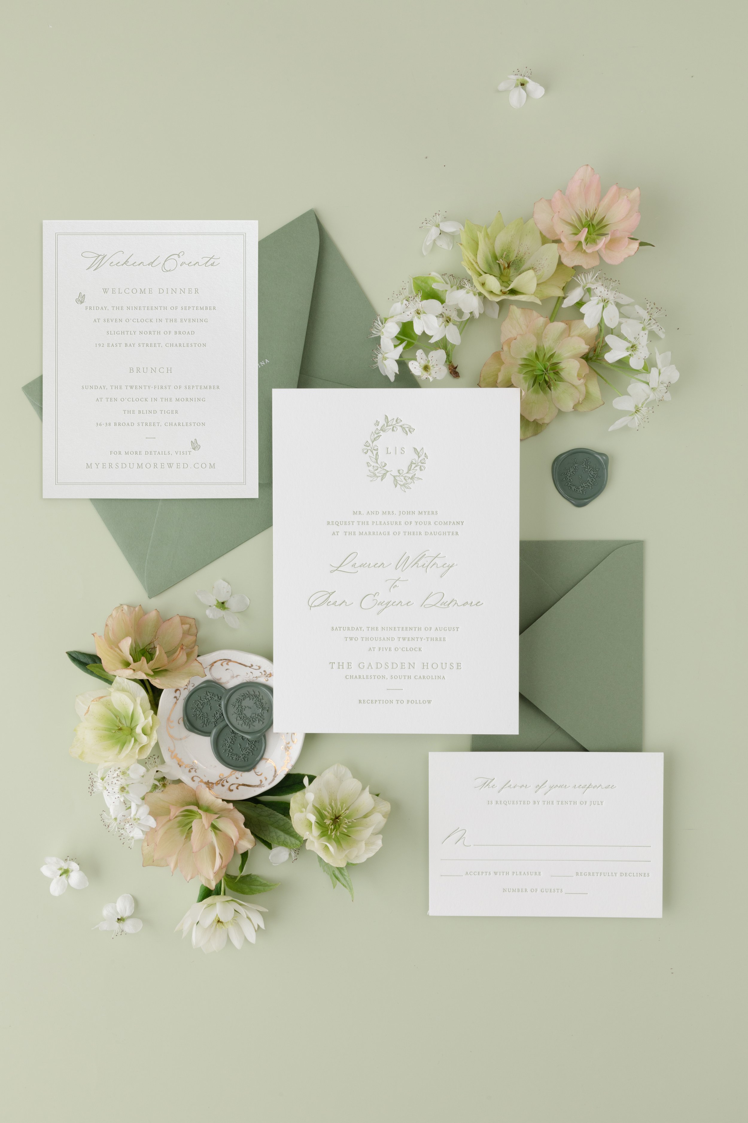 letterpress wedding invitation suite