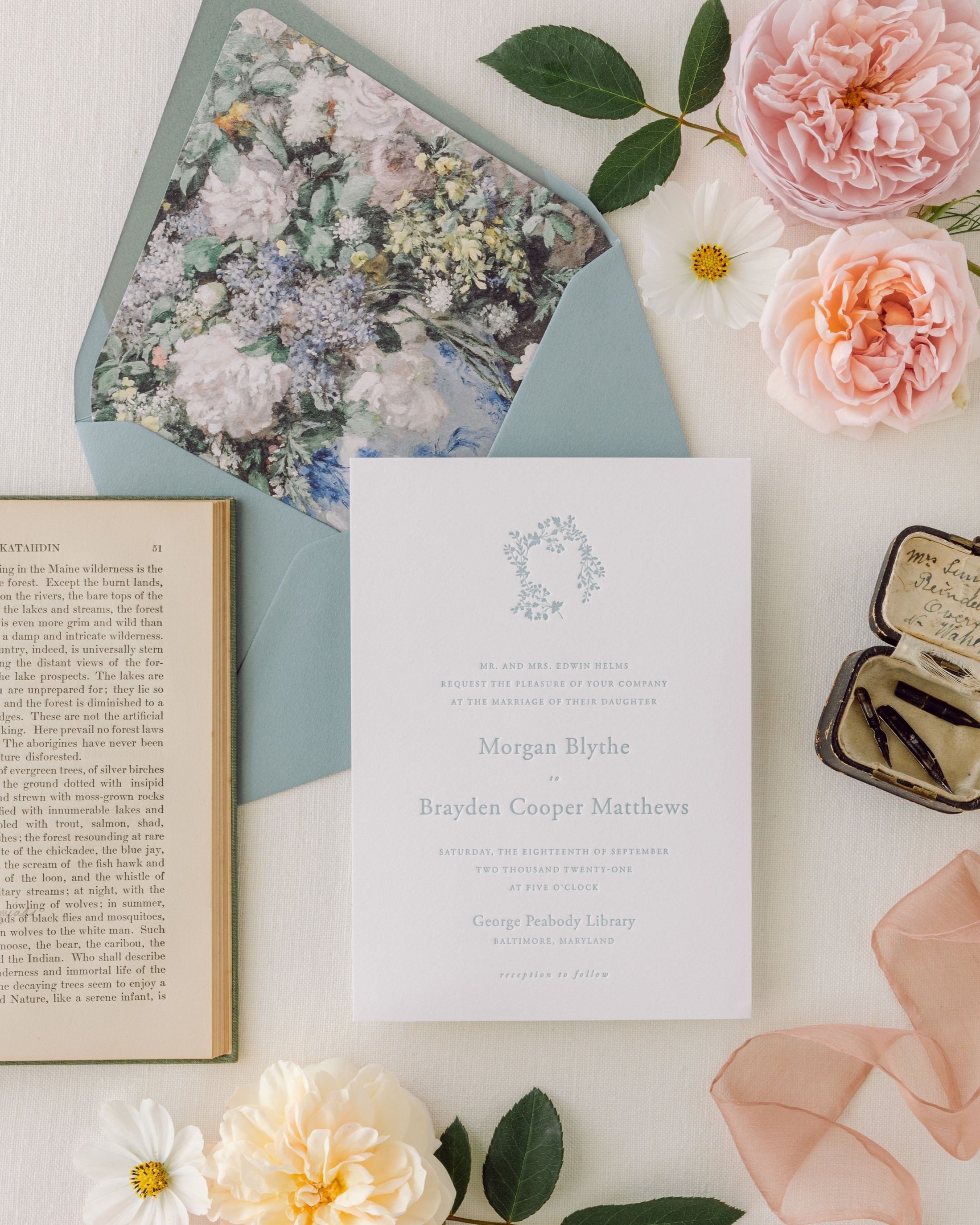 letterpress wedding invitation suite
