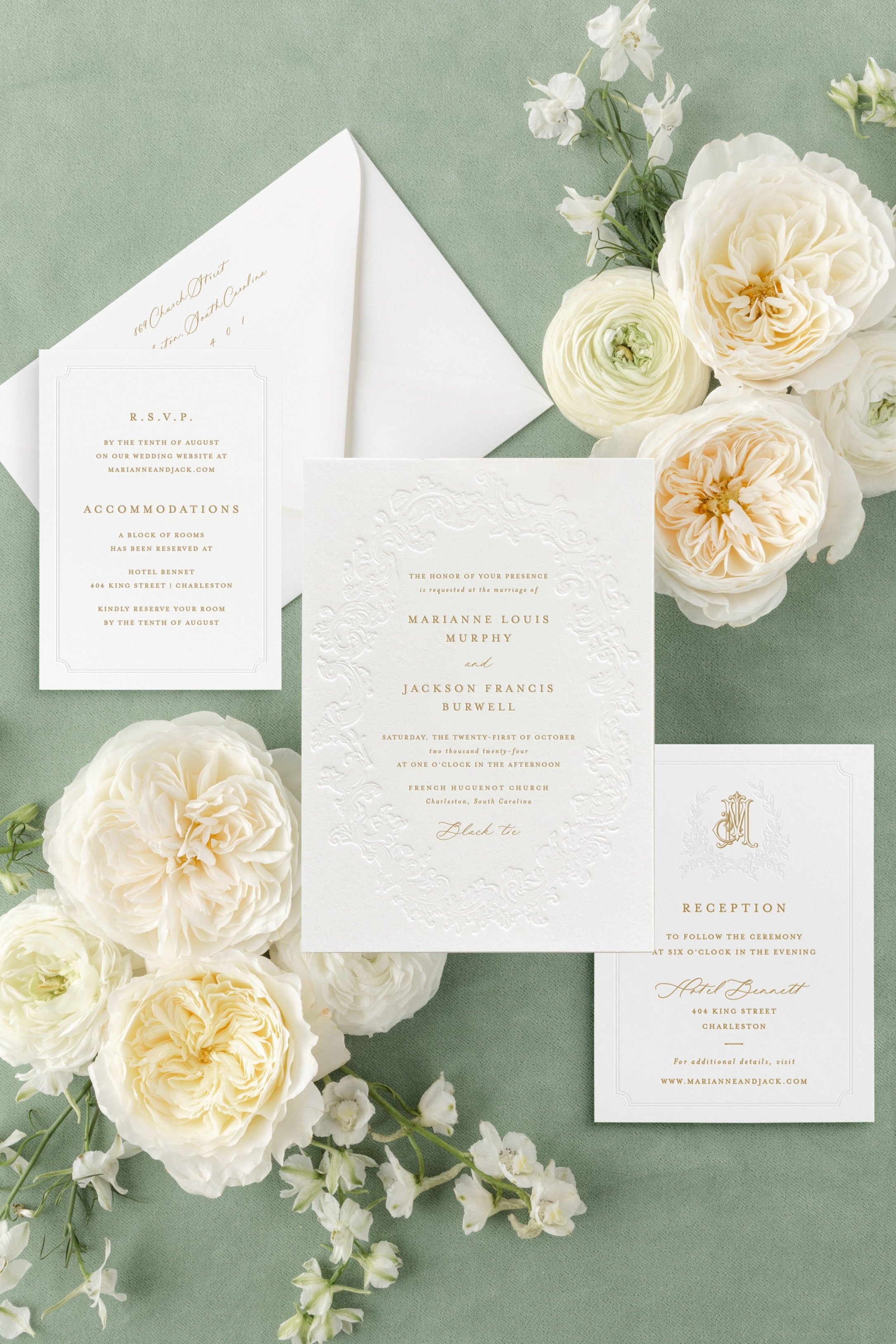 letterpress wedding invitation suite