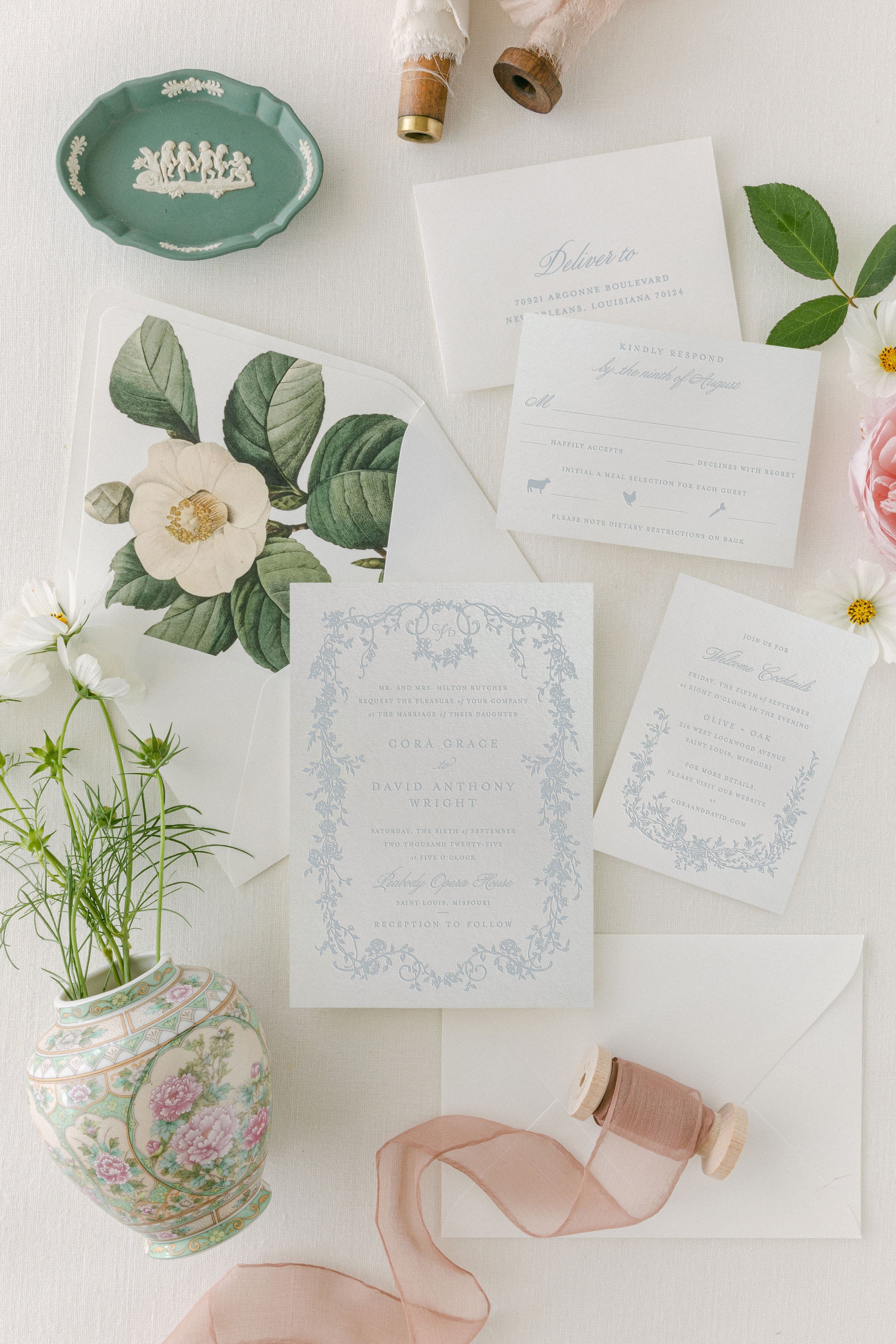 letterpress wedding invitation suite