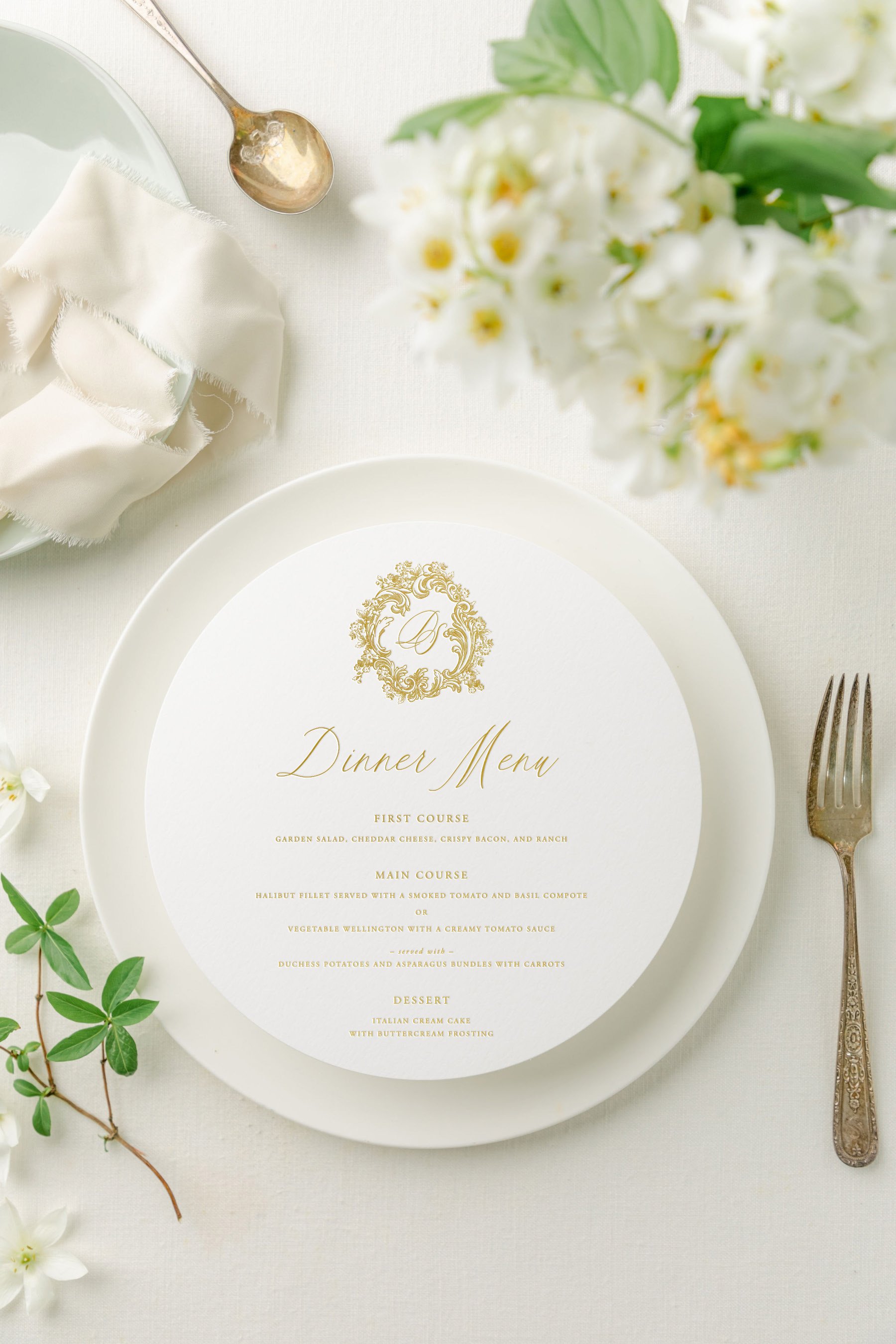 round wedding menu cards