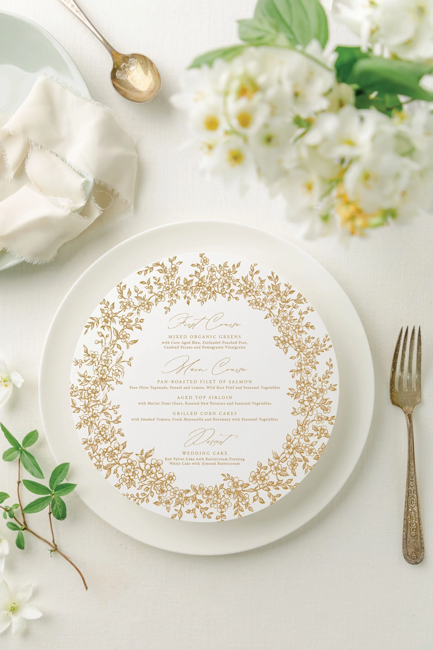 round wedding menu cards
