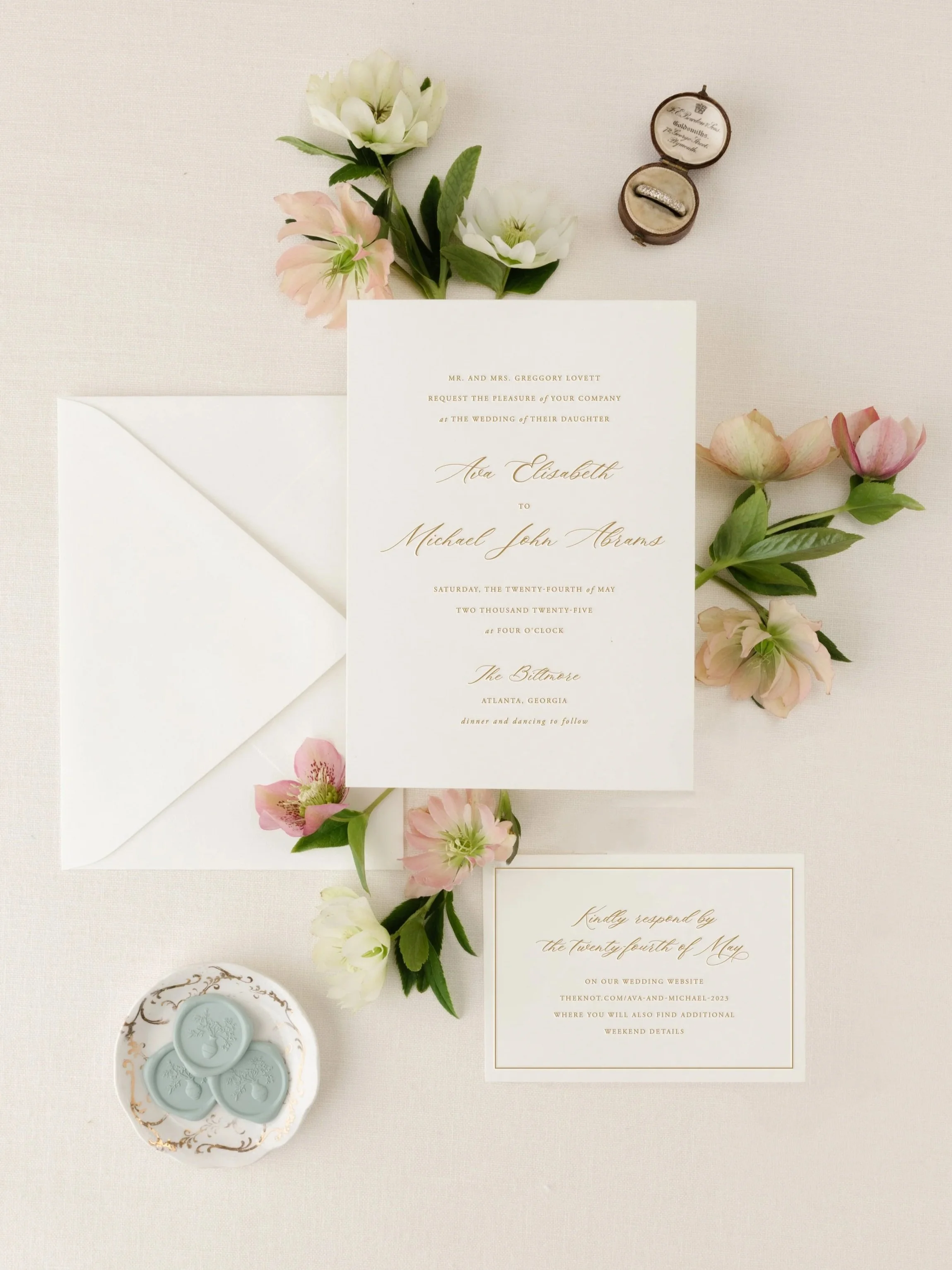letterpress wedding invitation suite