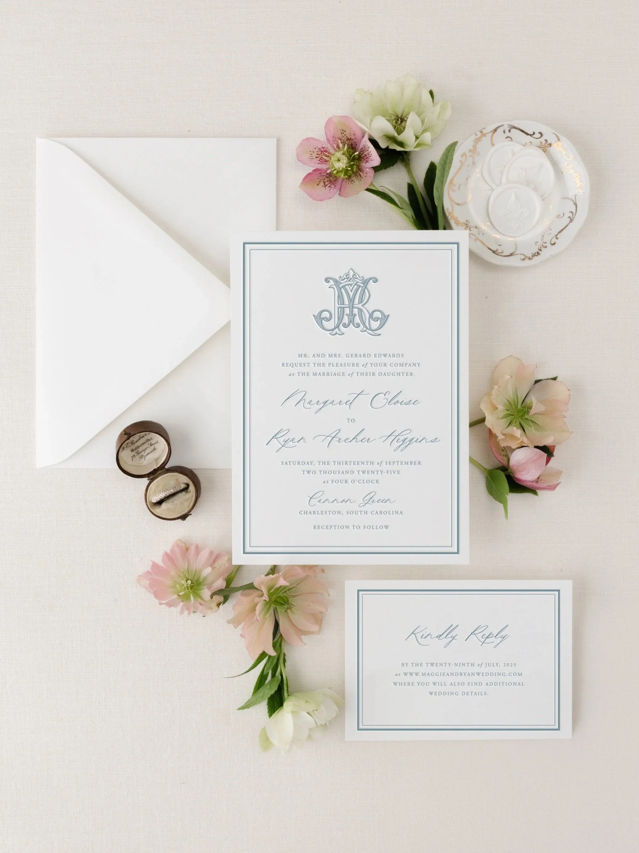 letterpress wedding invitation suite
