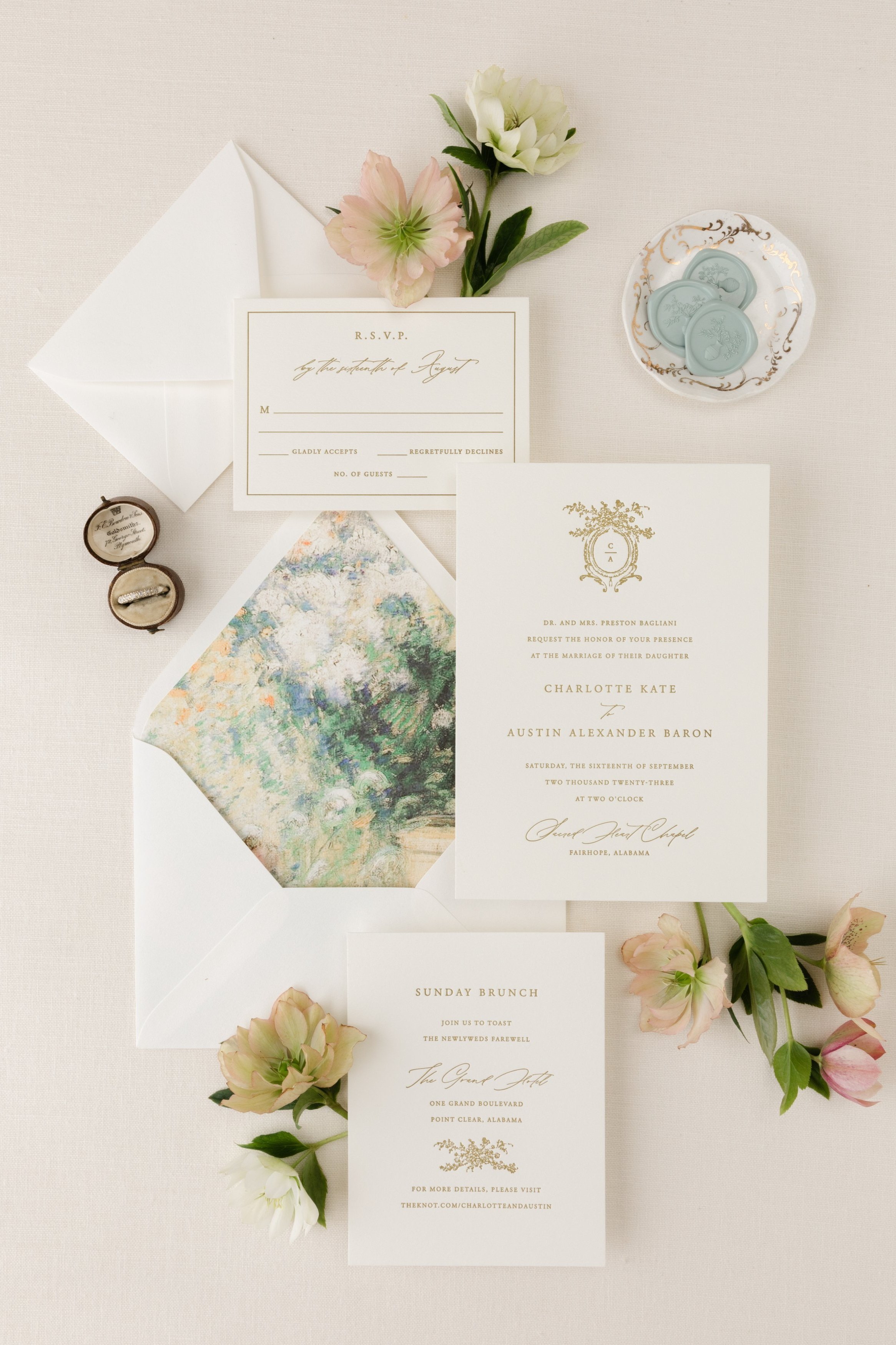 letterpress wedding invitation suite