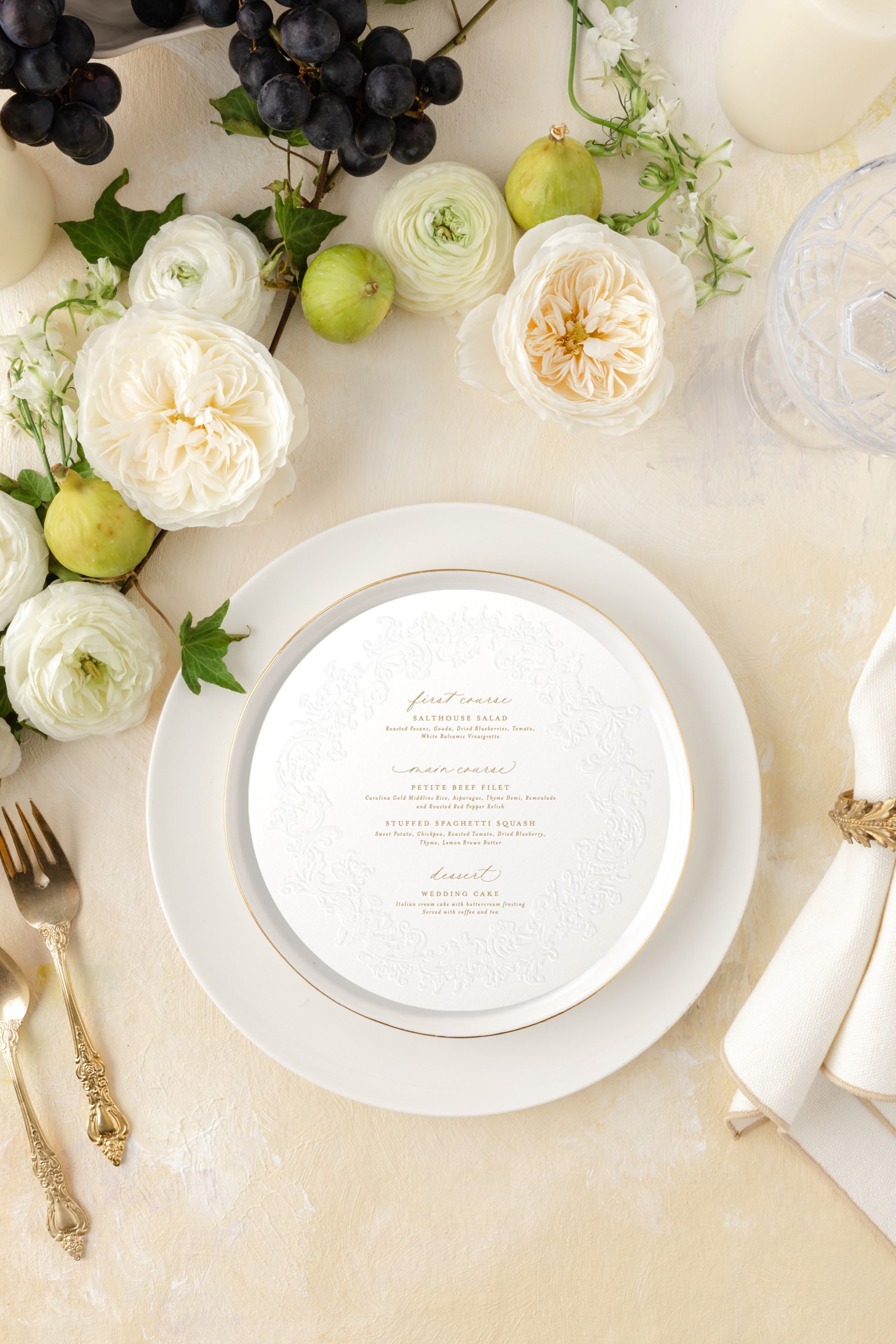 round wedding menu cards