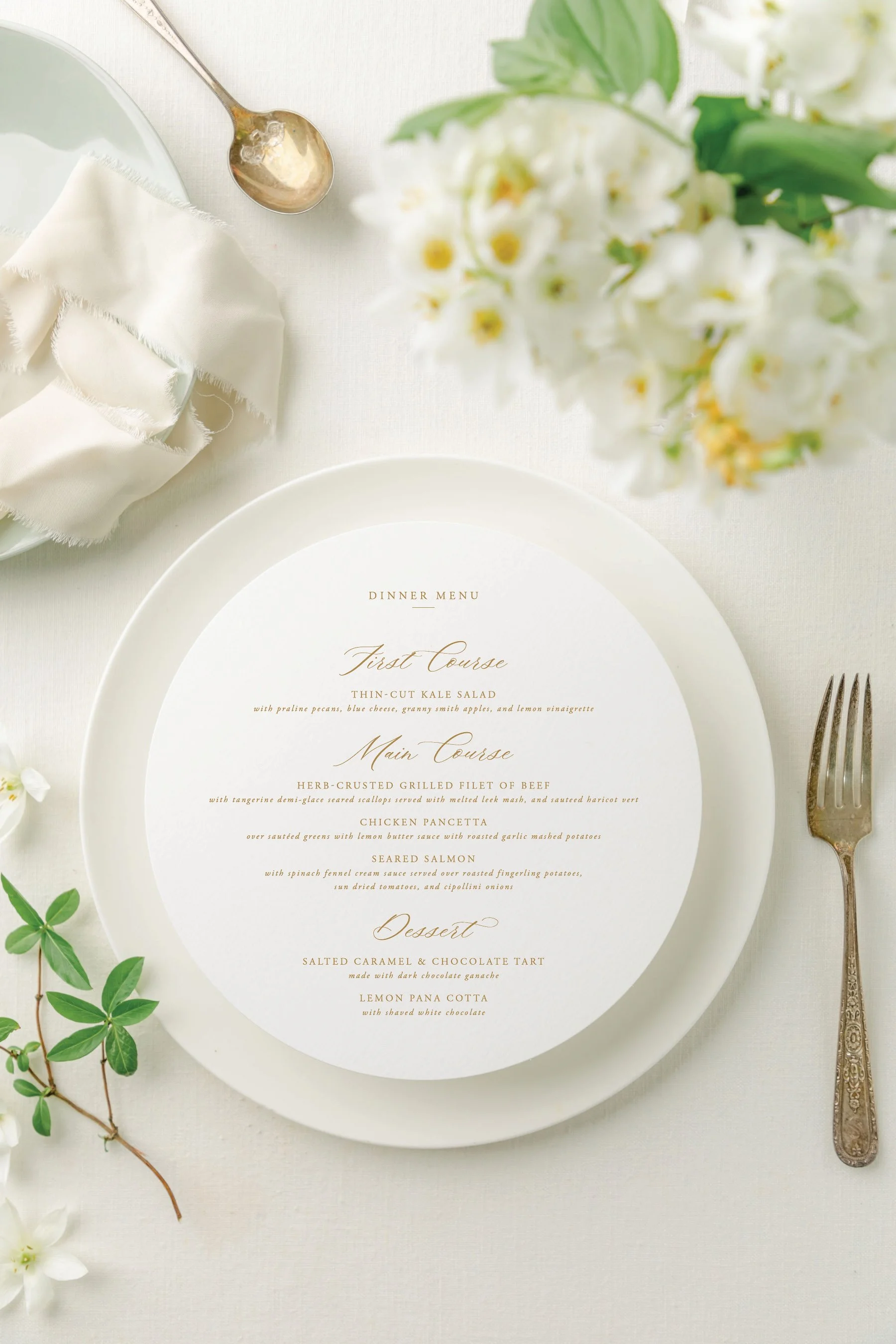 round wedding menu cards