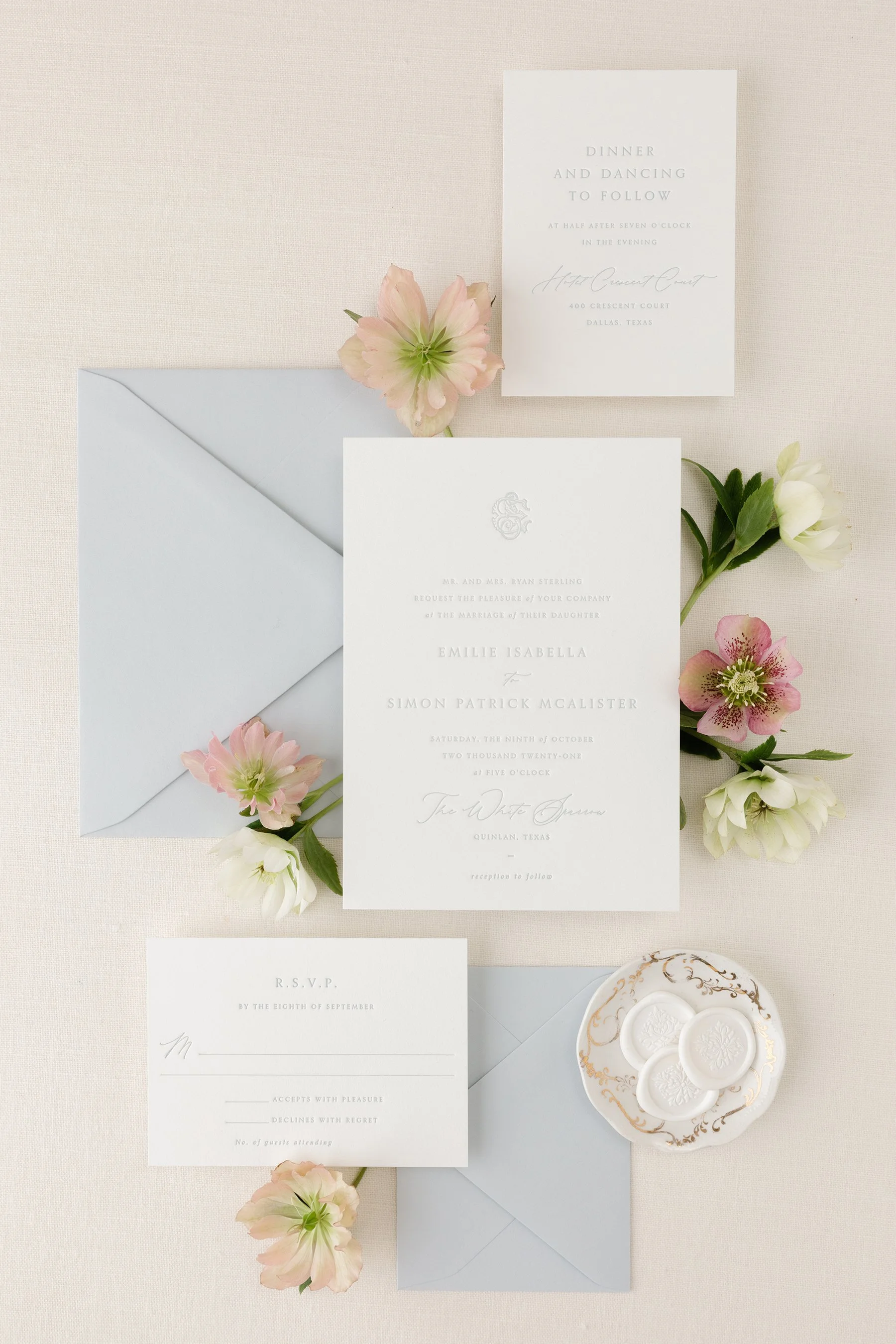 letterpress wedding invitation suite