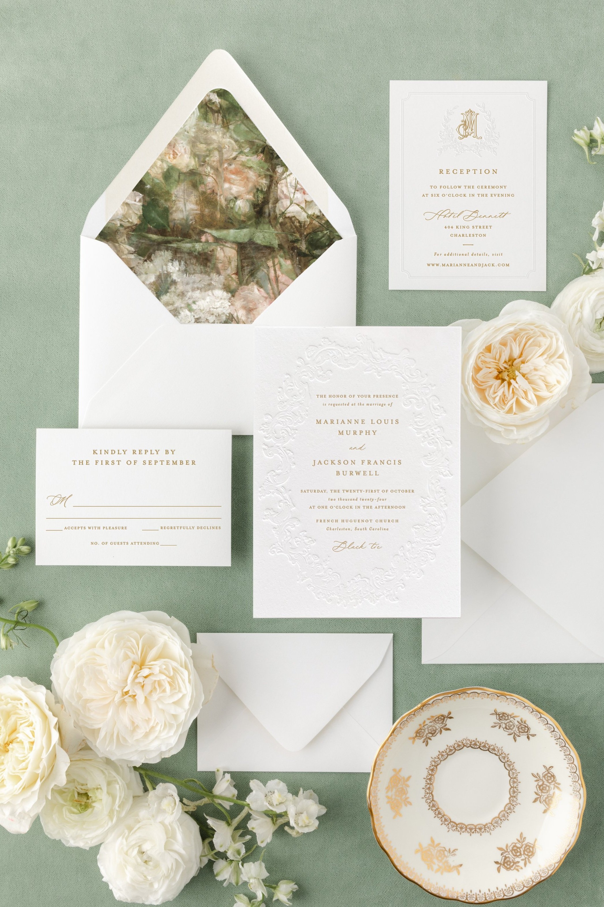 letterpress wedding invitation suite