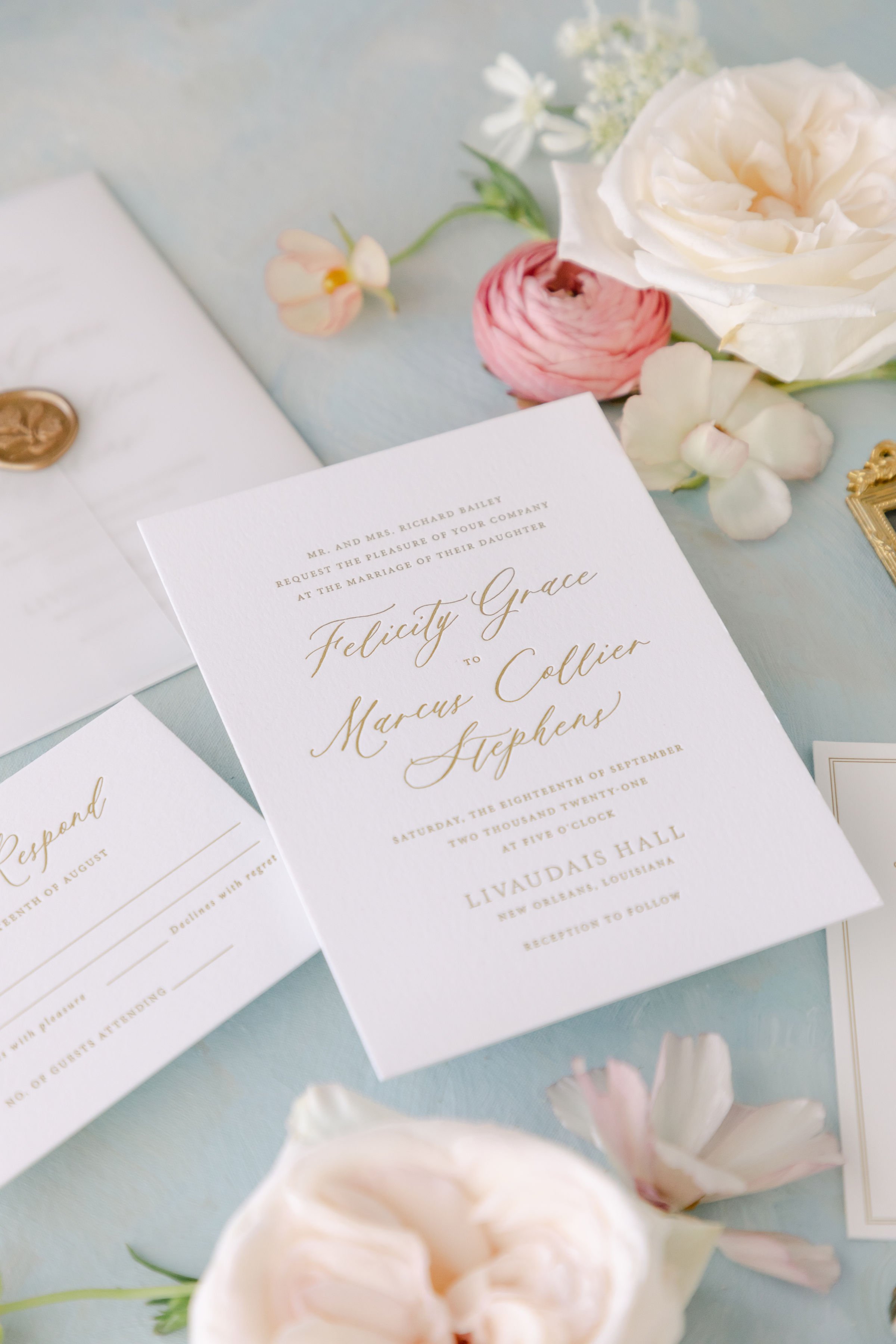 letterpress wedding invitation suite