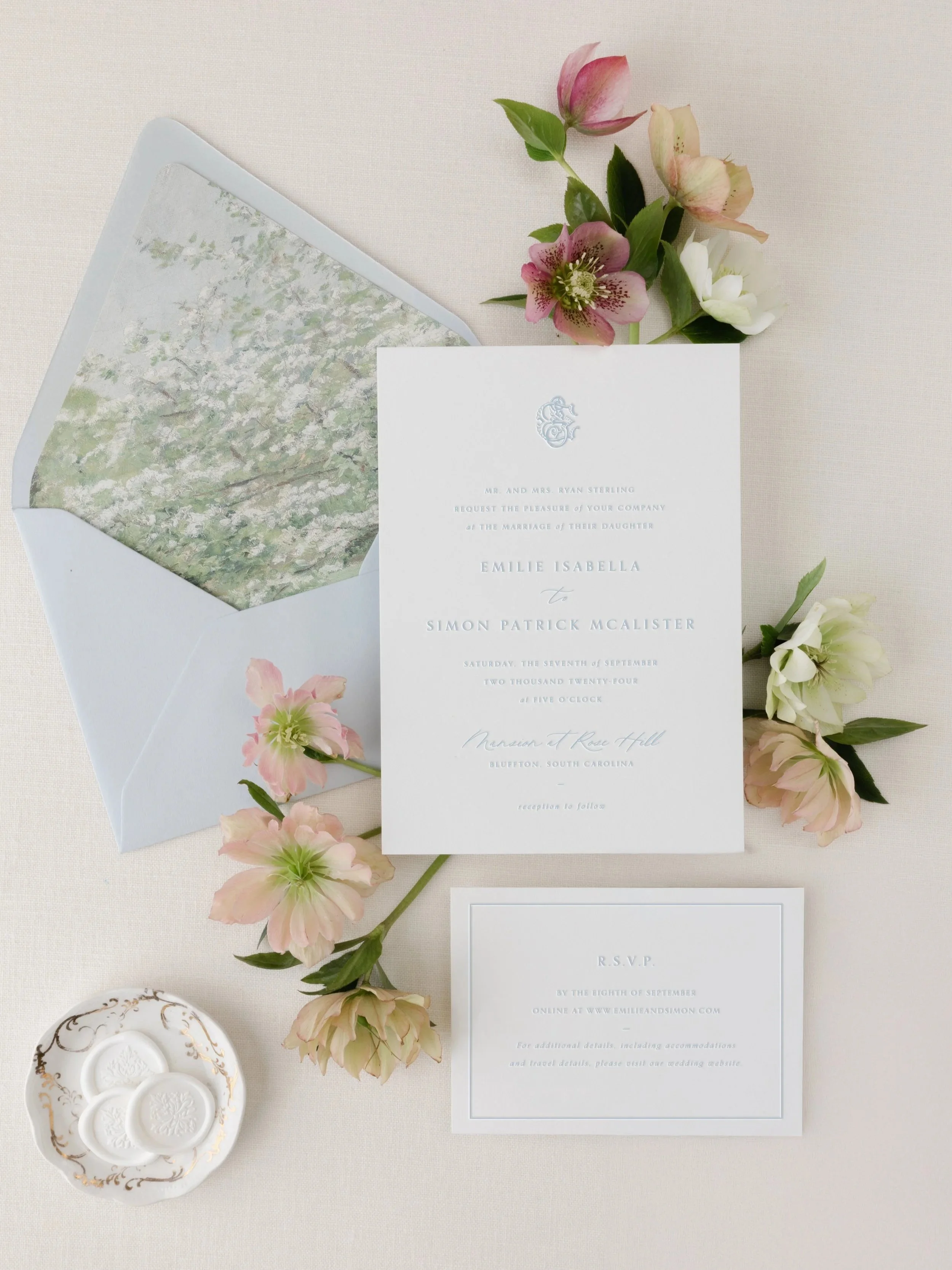 letterpress wedding invitation suite