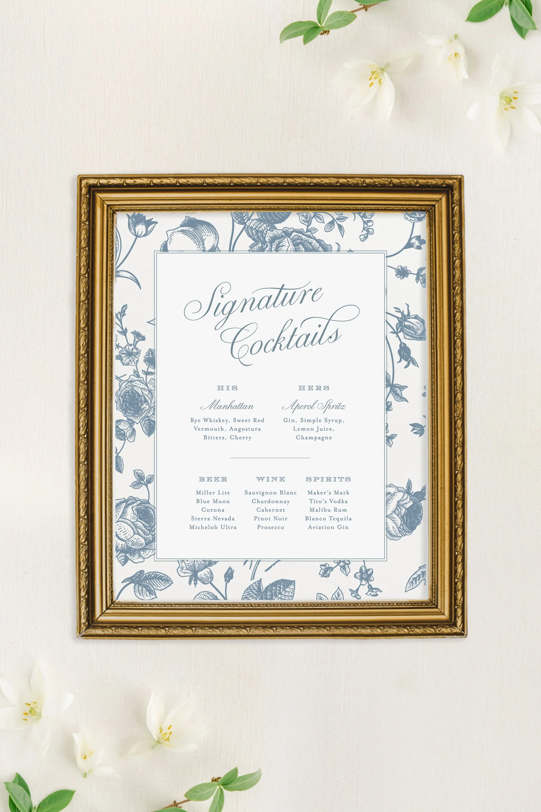 Diana | Wedding Bar Menu