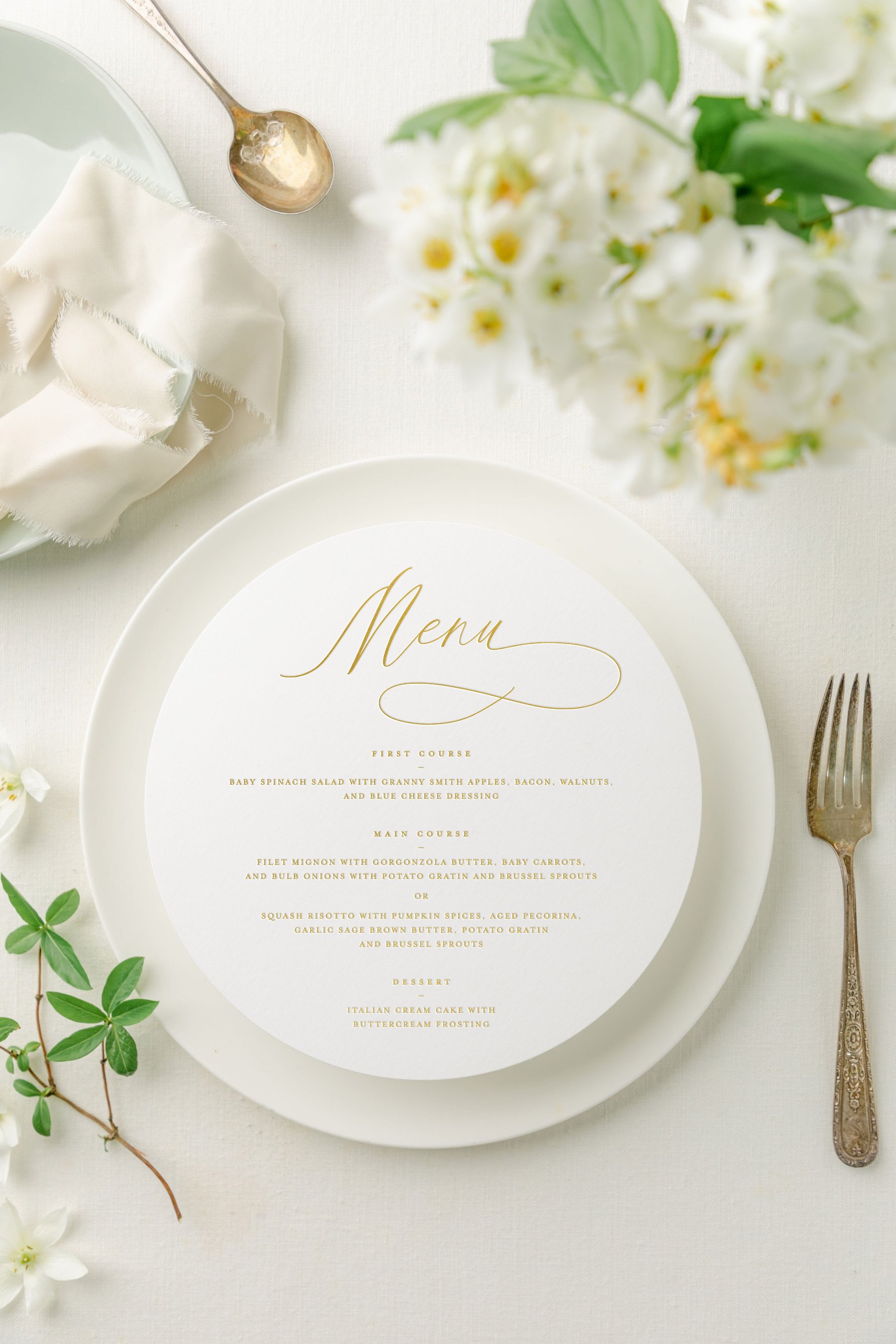 round wedding menu cards