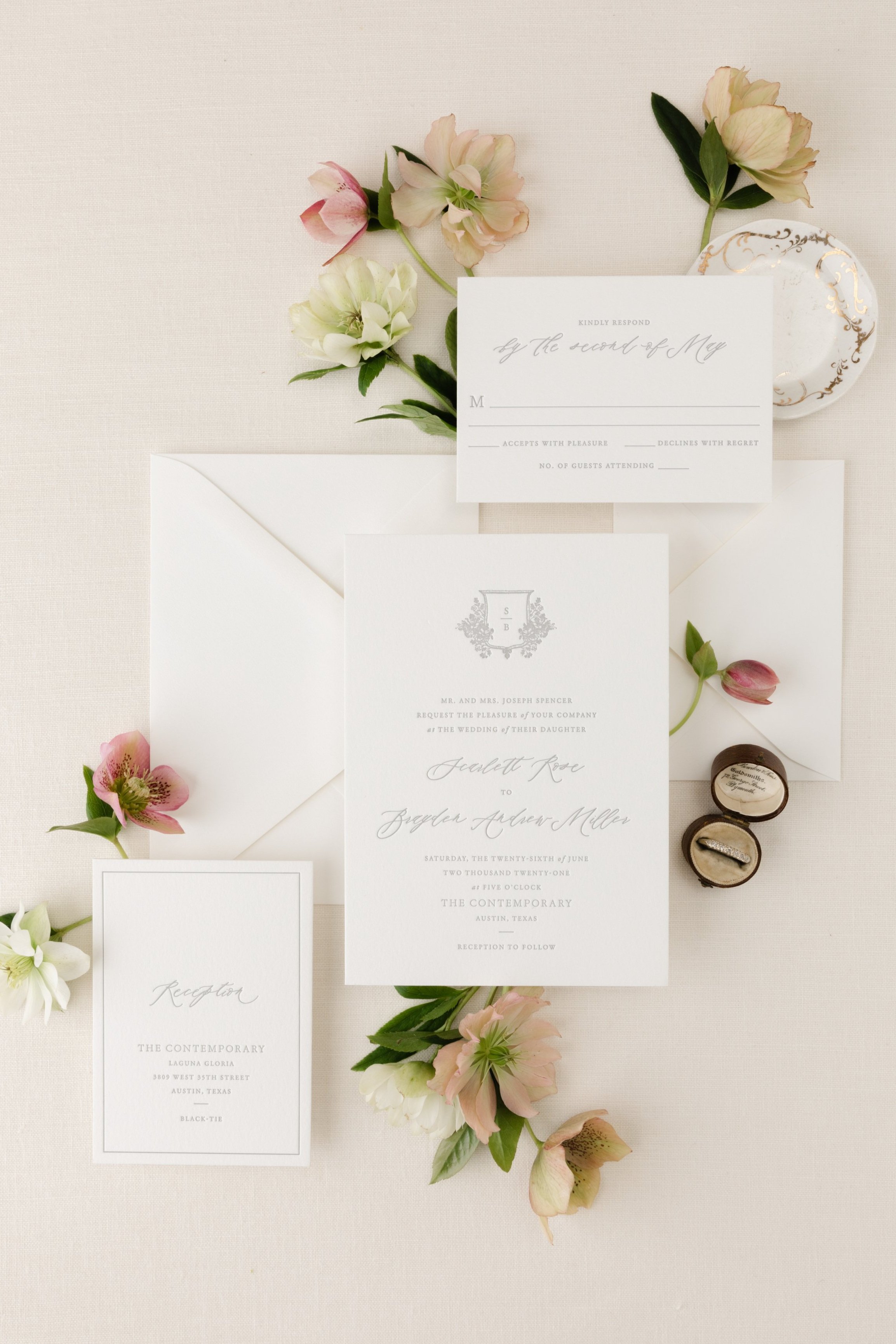 letterpress wedding invitation suite