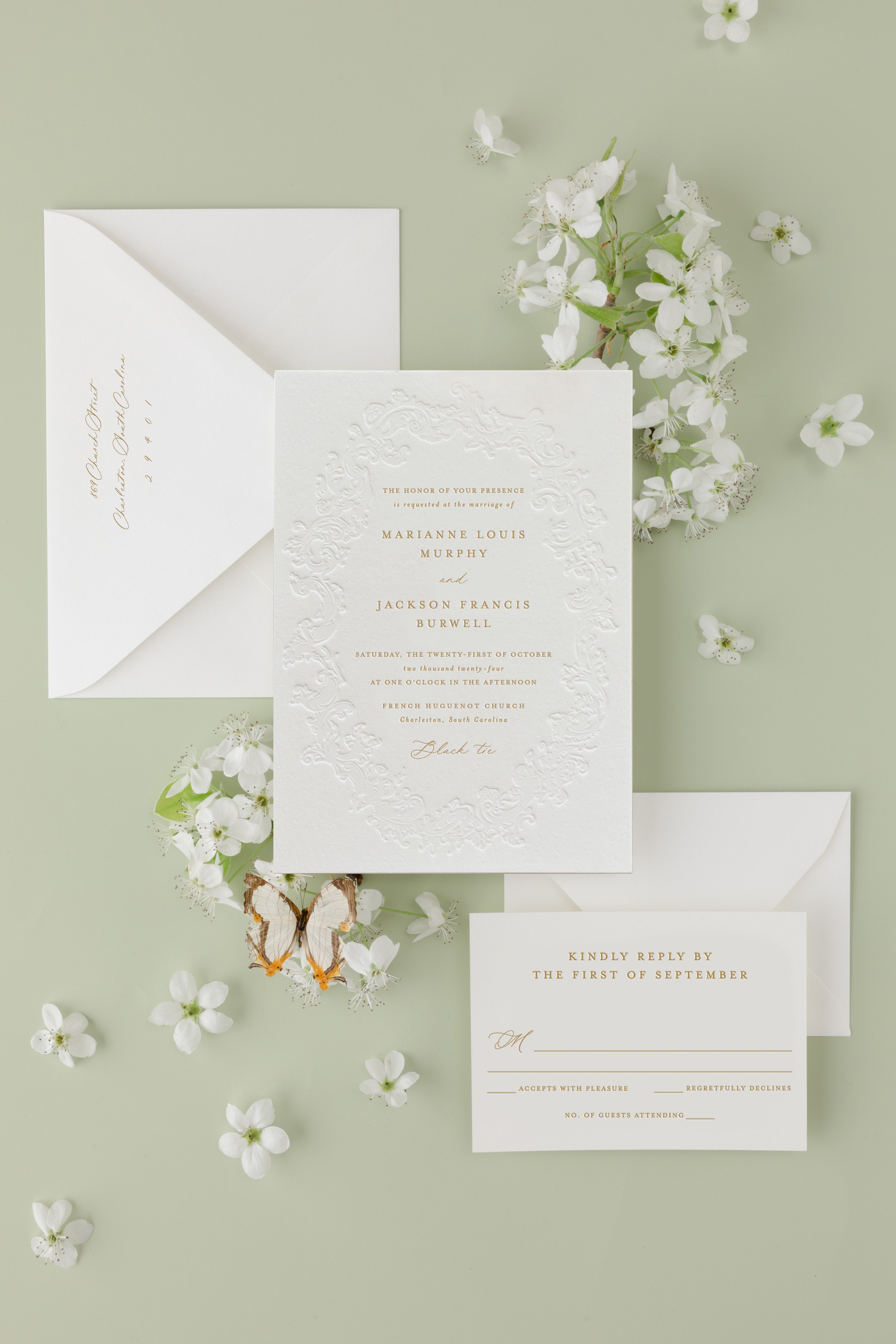letterpress wedding invitation with rsvp (Copy)