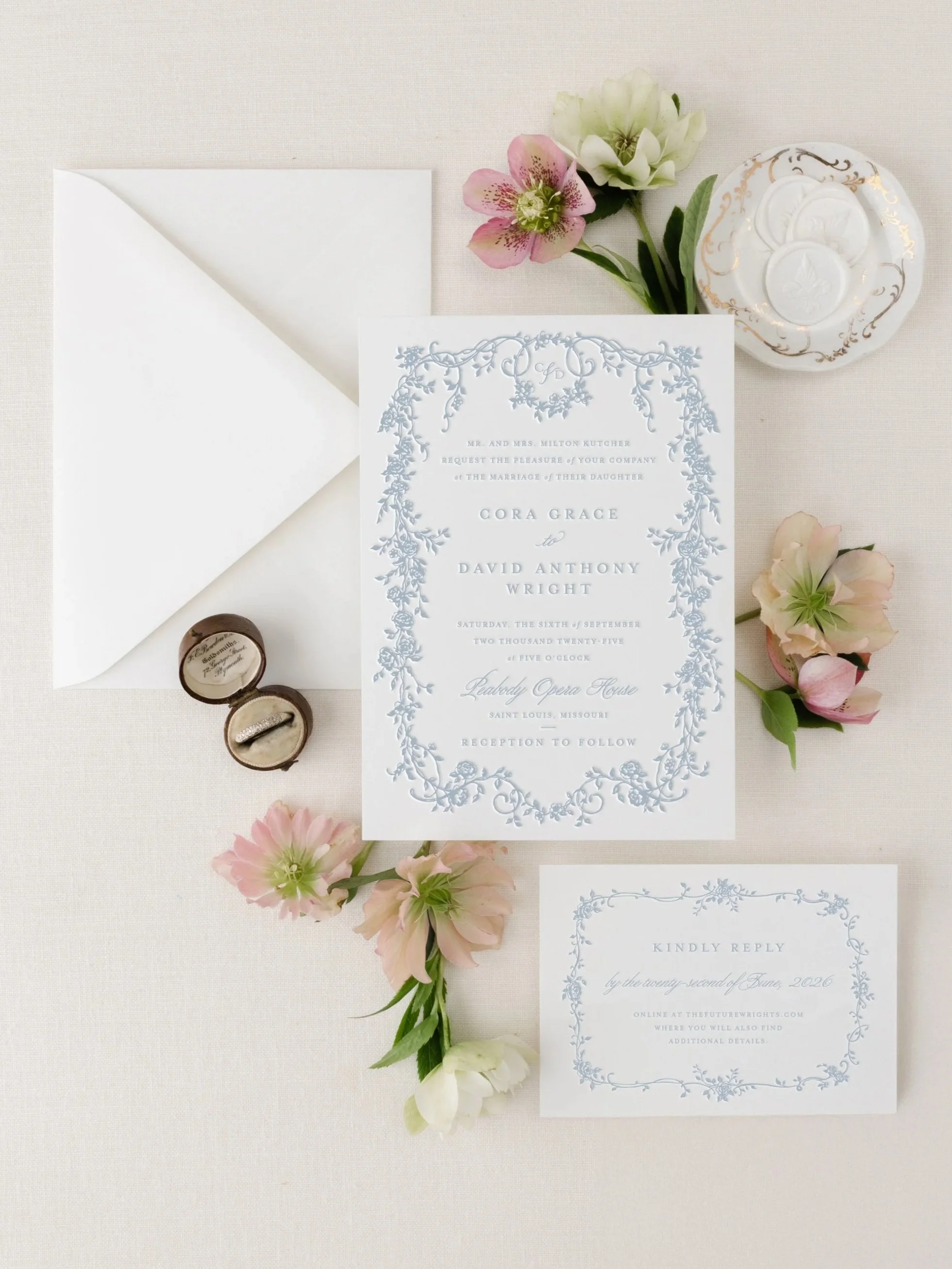 letterpress wedding invitation suite