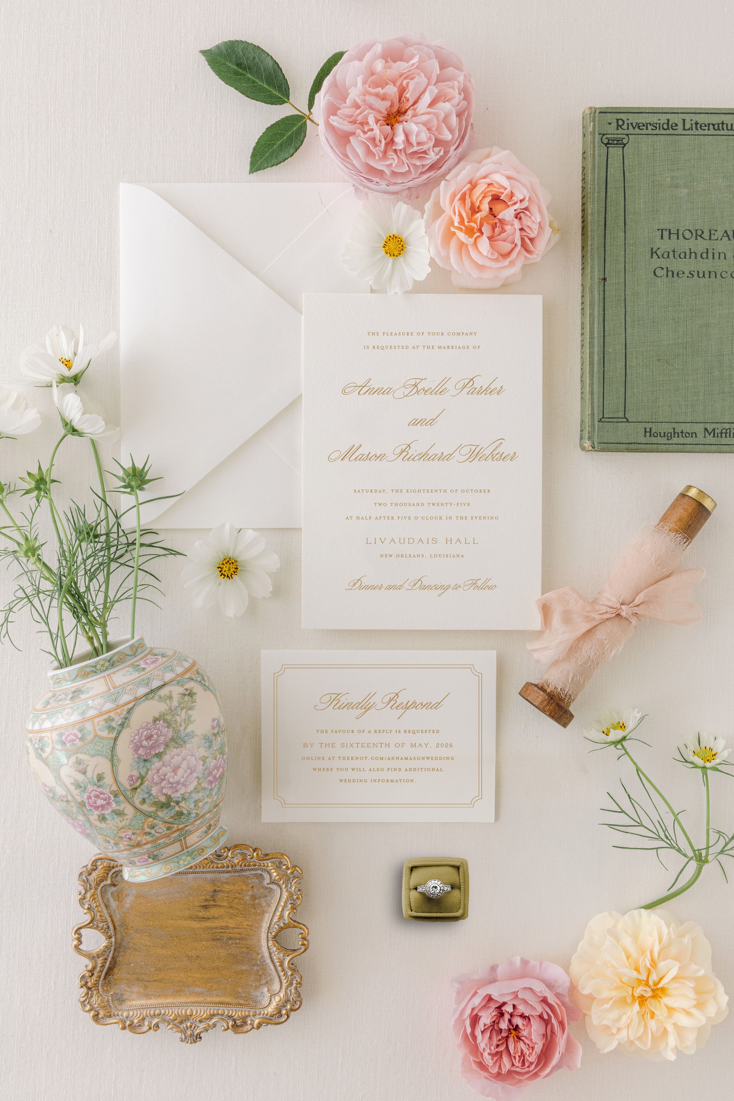 letterpress wedding invitation suite