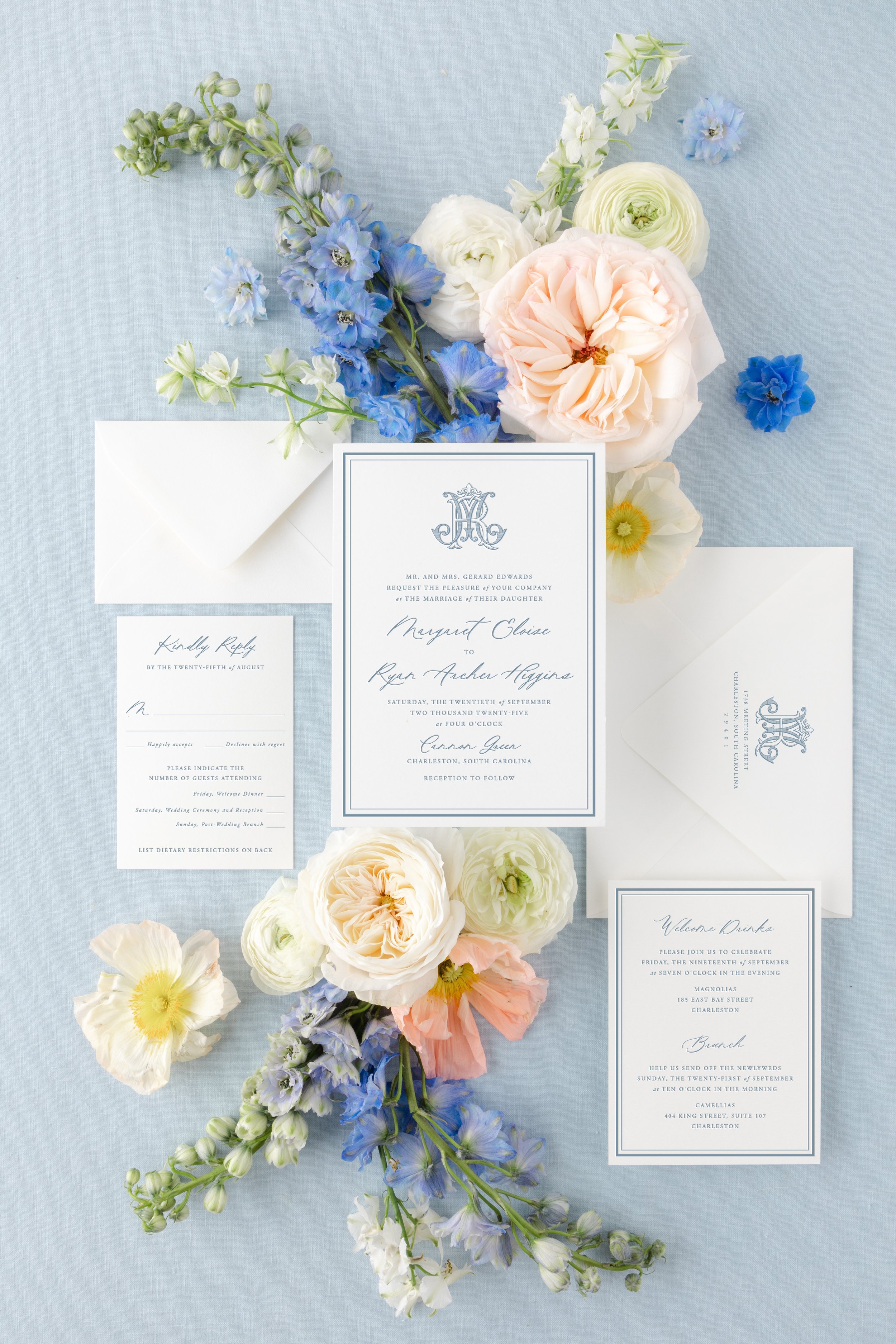 letterpress wedding invitation suite