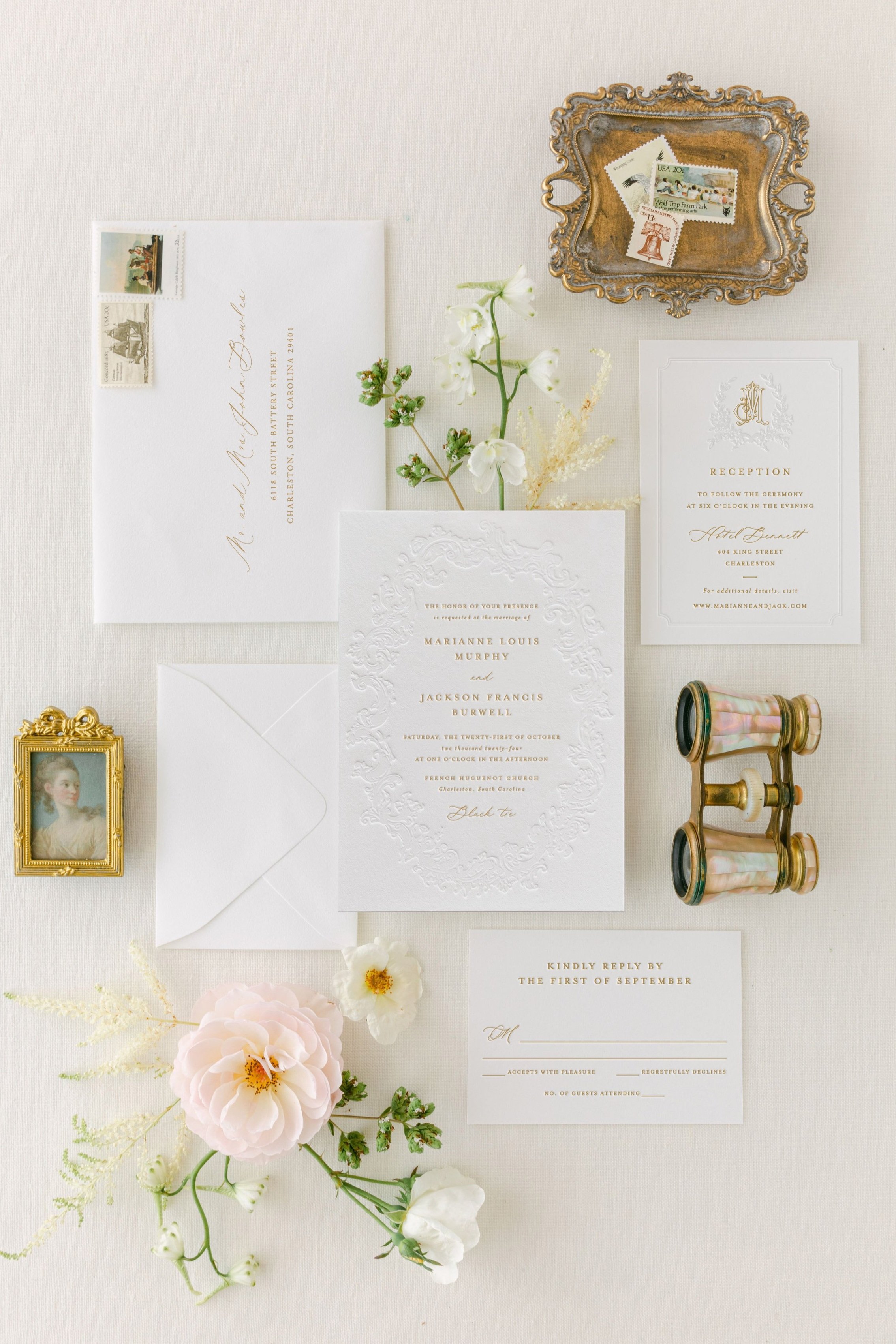 letterpress wedding invitation suite