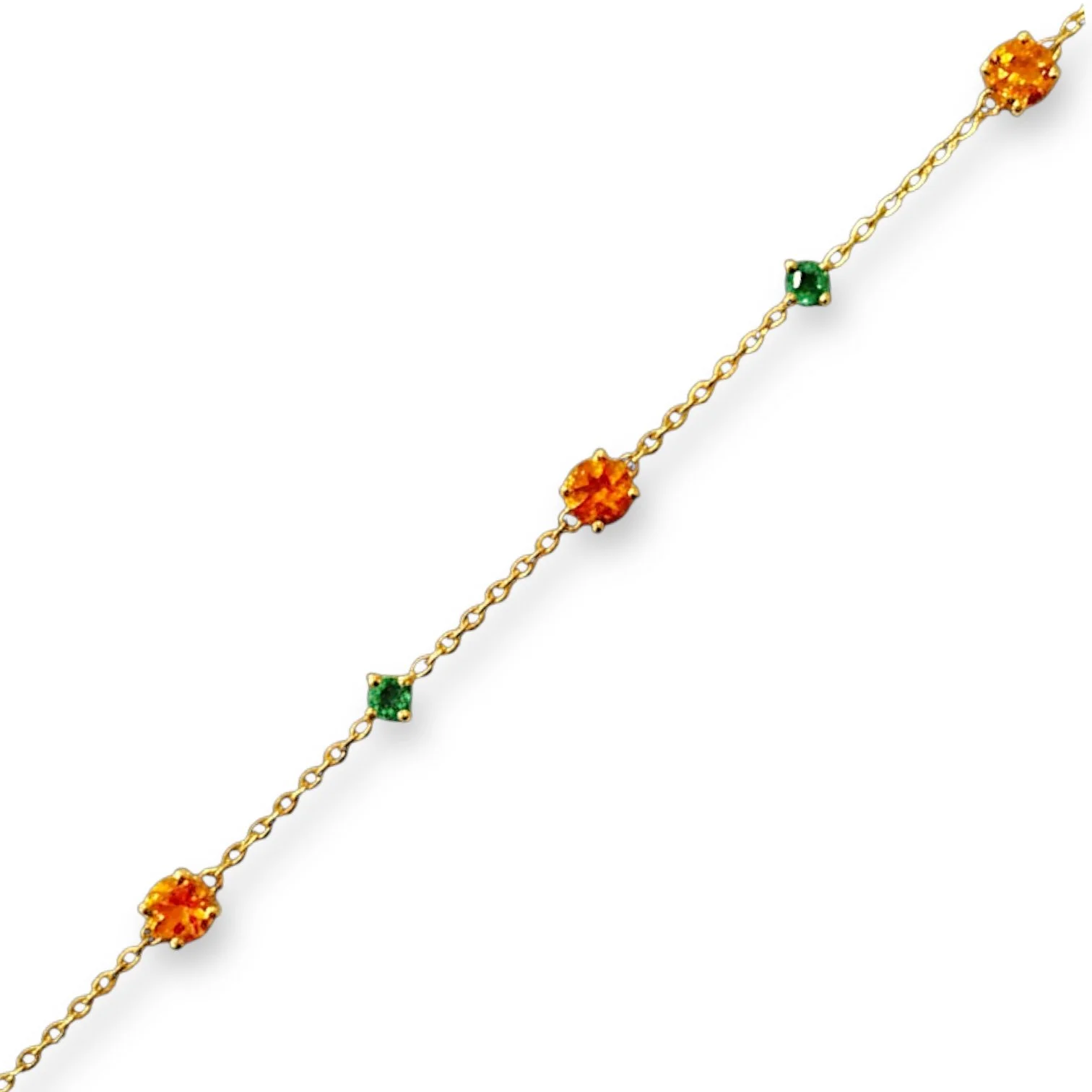 Bracelet Or Emeraudes et saphirs oranges