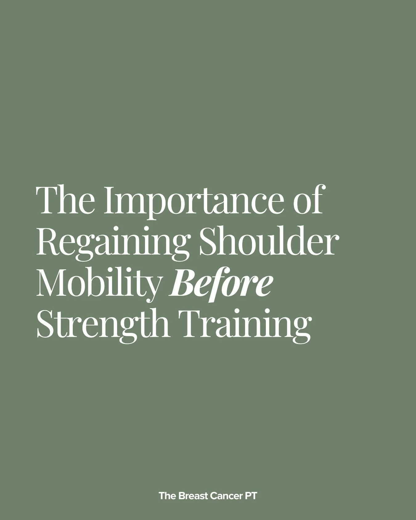After breast cancer surgery, it&rsquo;s normal to want to &ldquo;get strong again&rdquo; quickly. 

But here&rsquo;s the truth: mobility work must come first. Without it, strength training can actually set you back instead of moving you forward.

Her