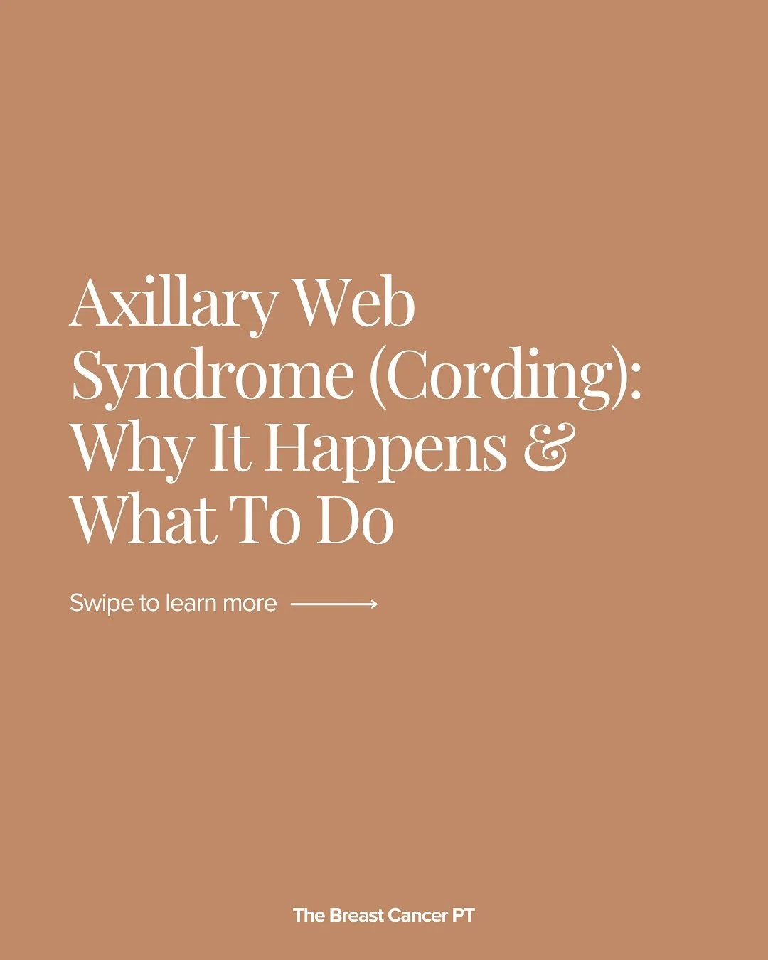 If you are experiencing tight, string-like &ldquo;cords&rdquo; in your armpit and/or arm after breast surgery, you&rsquo;re not imagining nor are you alone. 

Cording, also known as Axillary Web Syndrome, is a very common side effect of breast surger