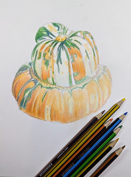 Colouring pencil workshop of Autumnal produce