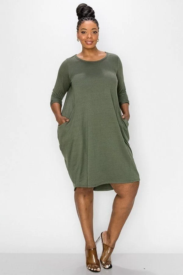 Olive Dress w/ Pockets