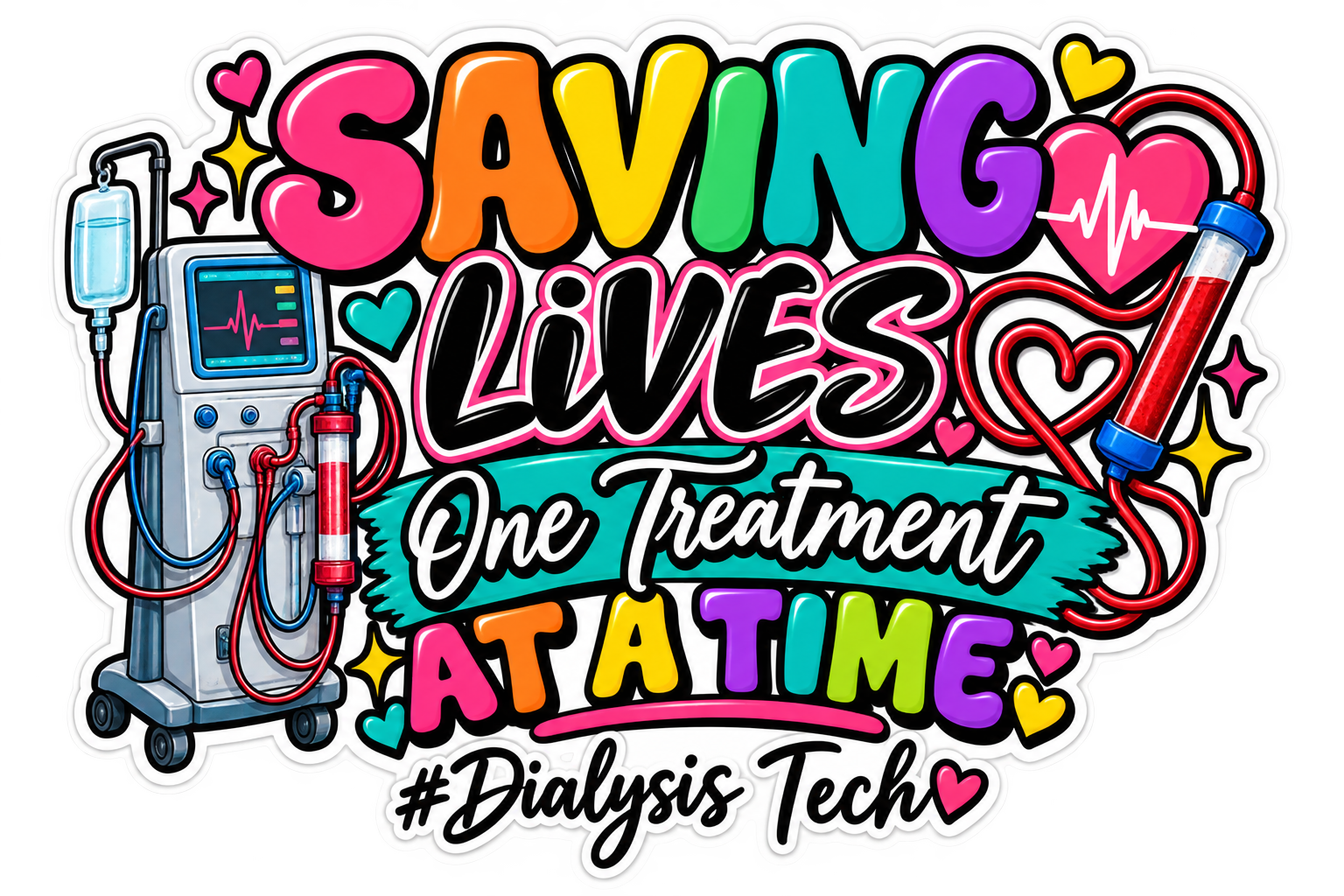 Saving Lives One Treatment at a Time Dialysis Tech Sticker | Dialysis Technician Gift