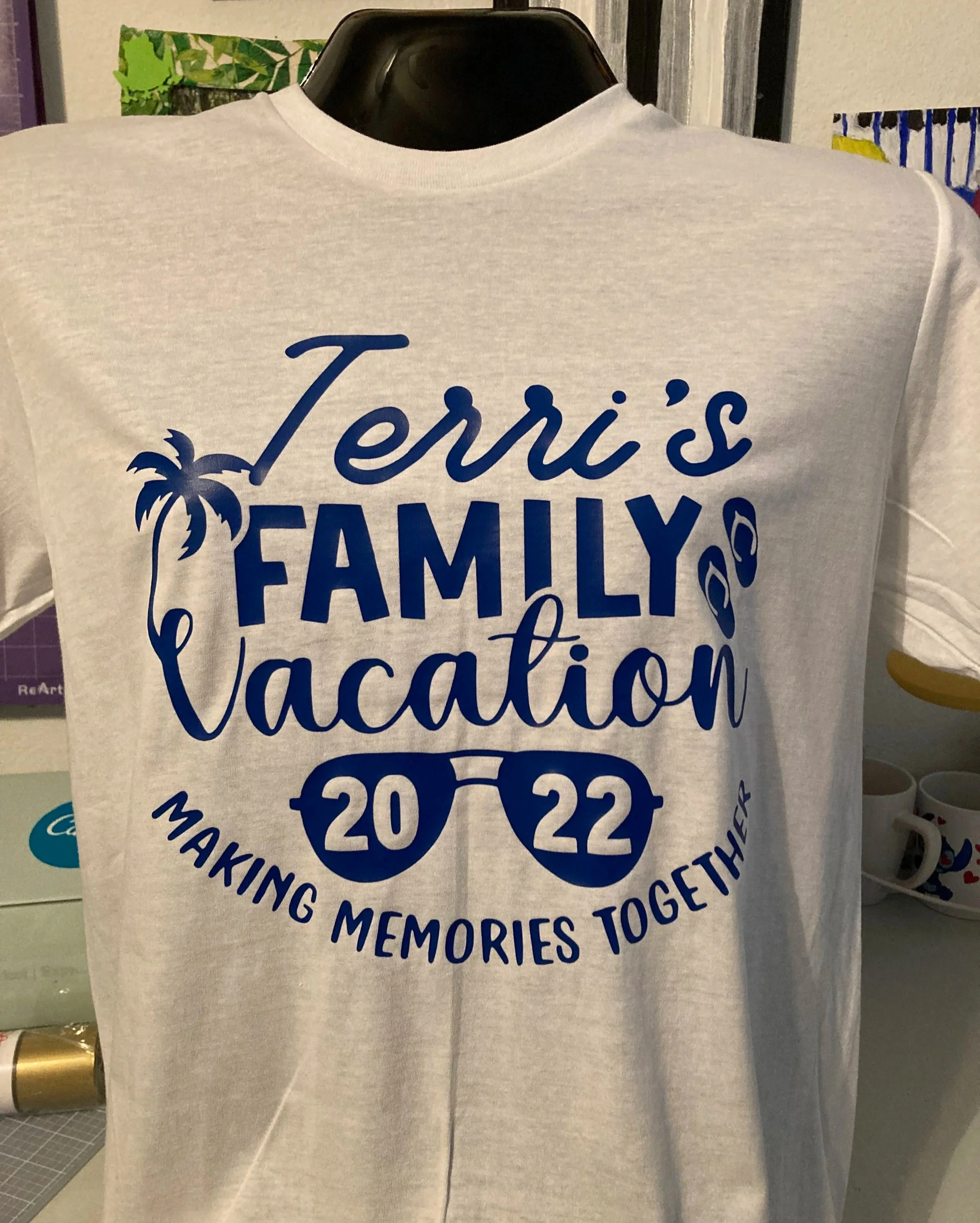 Custom family vacation T-shirt with personalized trip design