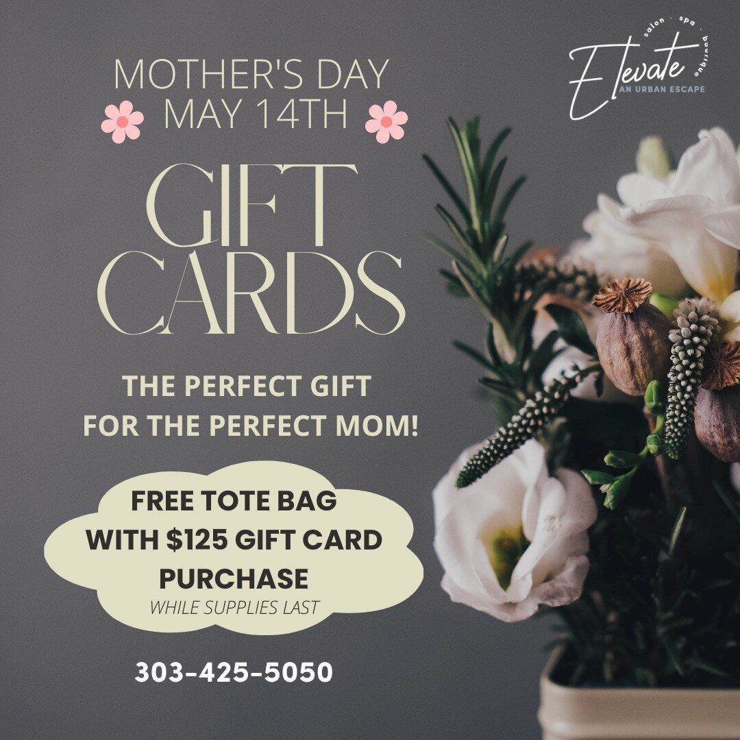 Mother's Day will be here before we know it! 🌸 Treat your mom to a beautiful day at the salon with an Elevate gift card! ❤️ Sometimes, moms don't have enough time for themselves so whether it's a stunning manicure or a new hair colour, your mom will