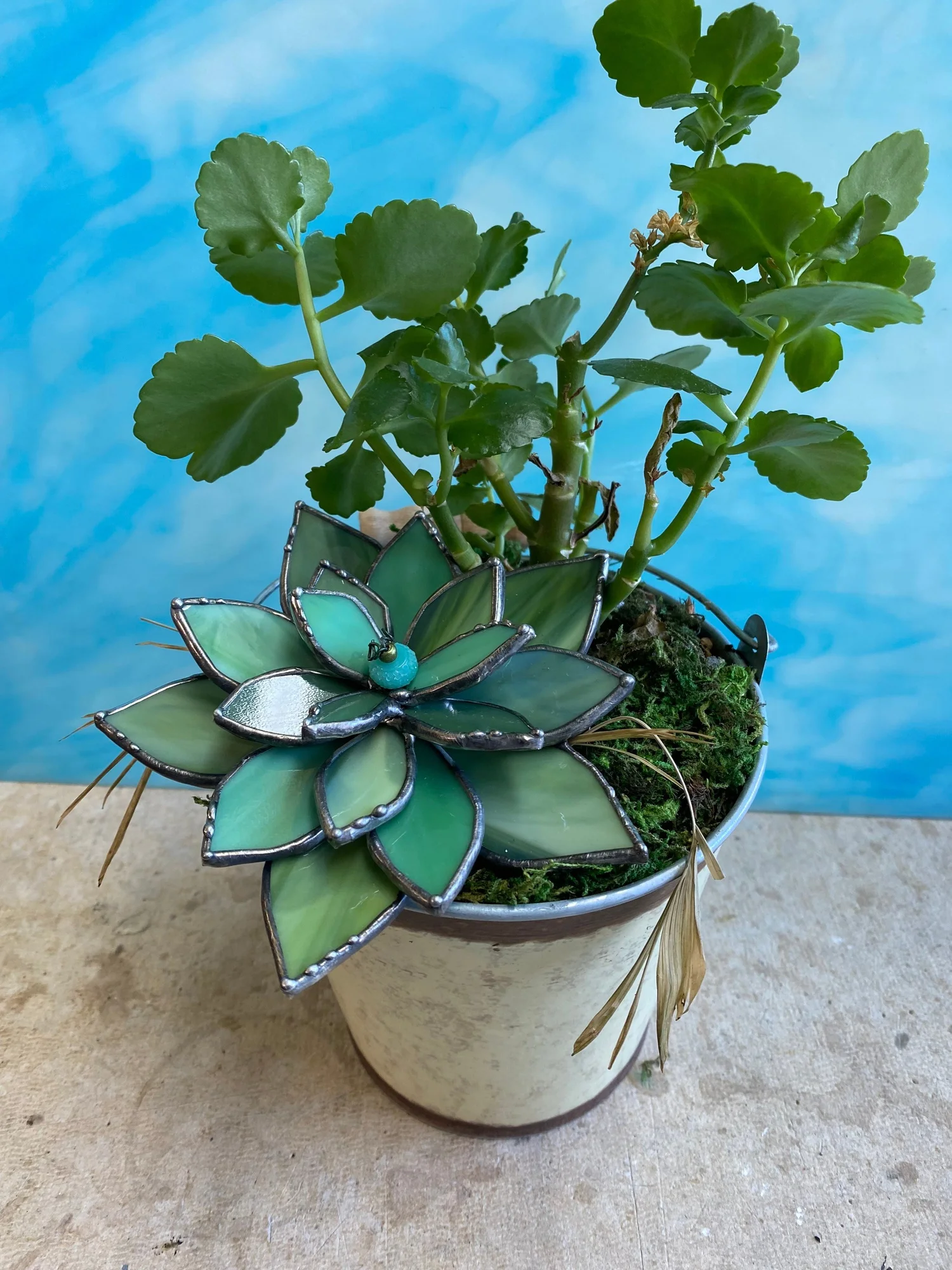 big ceramic plant pots 28 in. x 23 in. H Ceramic Ball Planter Large, Blue