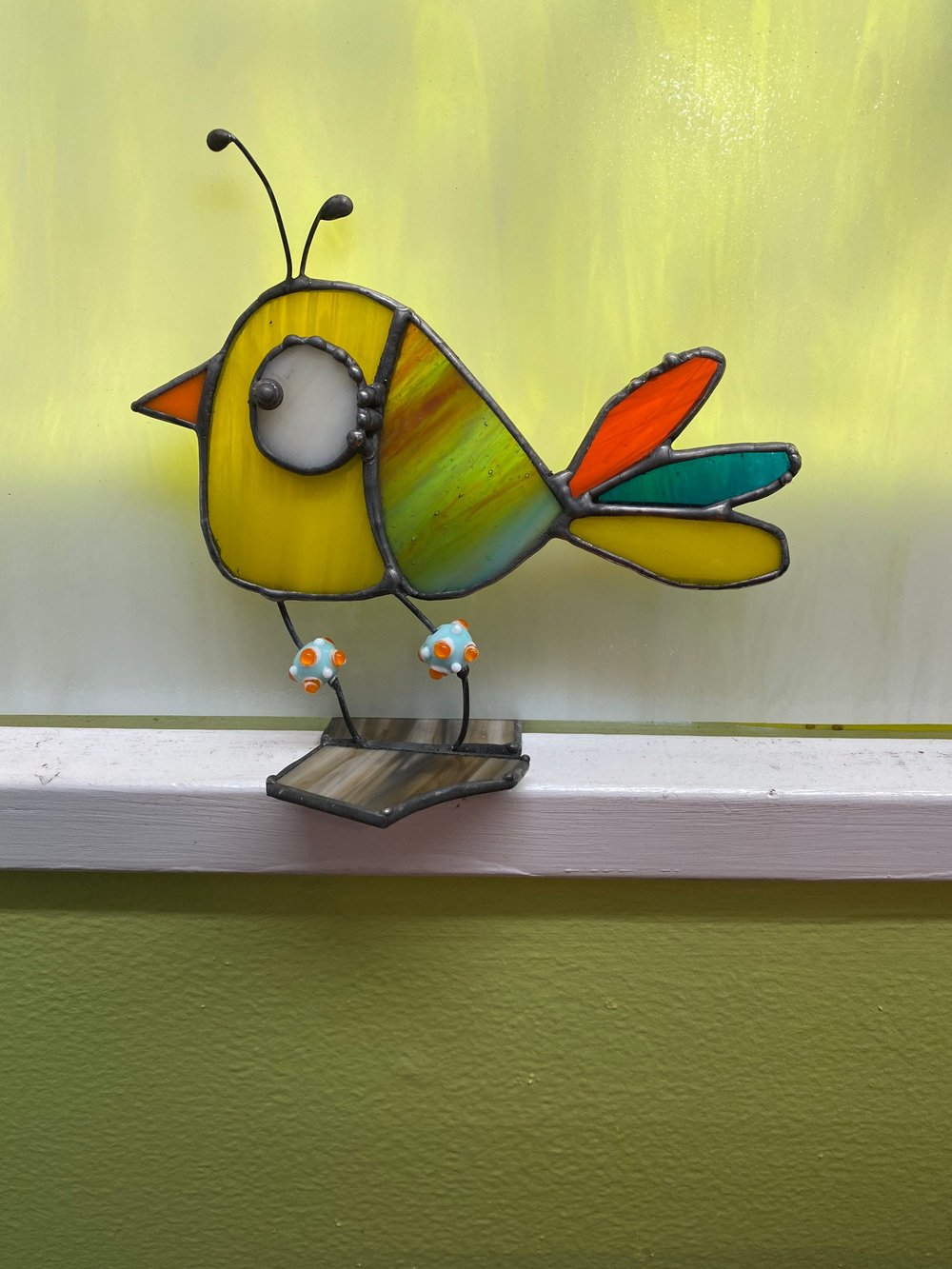 Stained glass bird suncatcher — Glass Art Studios