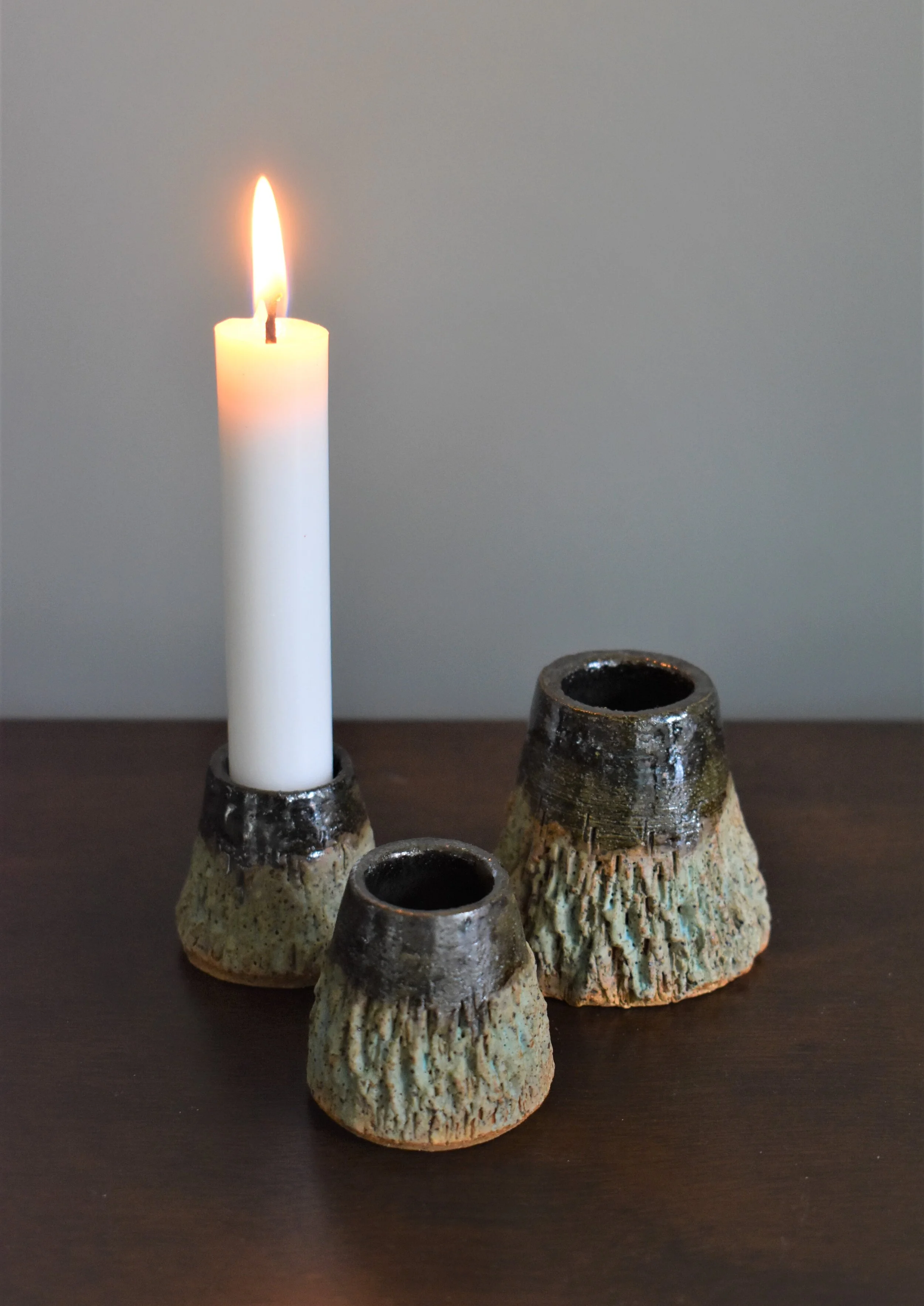Candle Holders Wheel Thrown (Set of 3) — Portlandia Pottery
