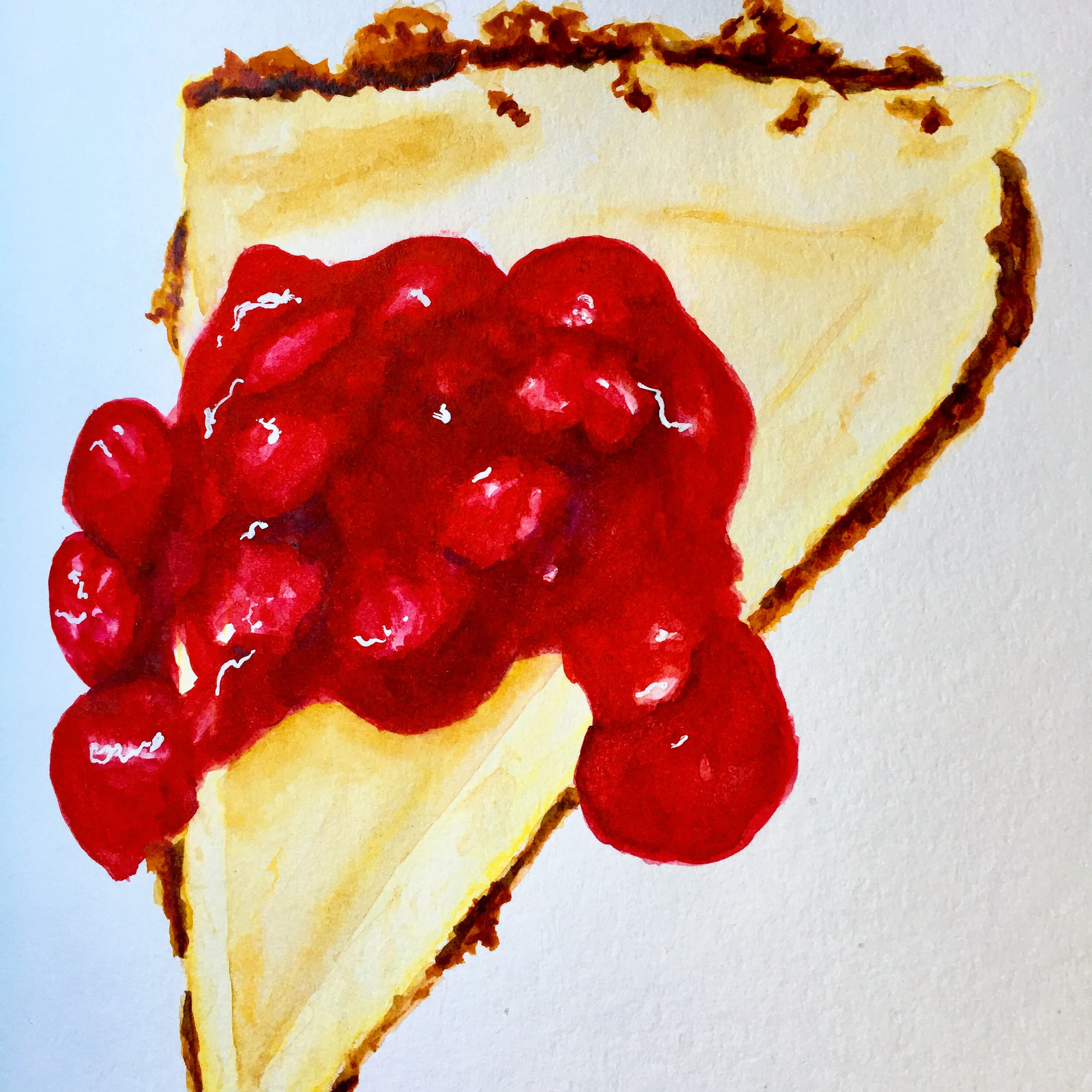 Watercolor pie
Watercolor food
Cheesecake painting
Cherry cheesecake painting