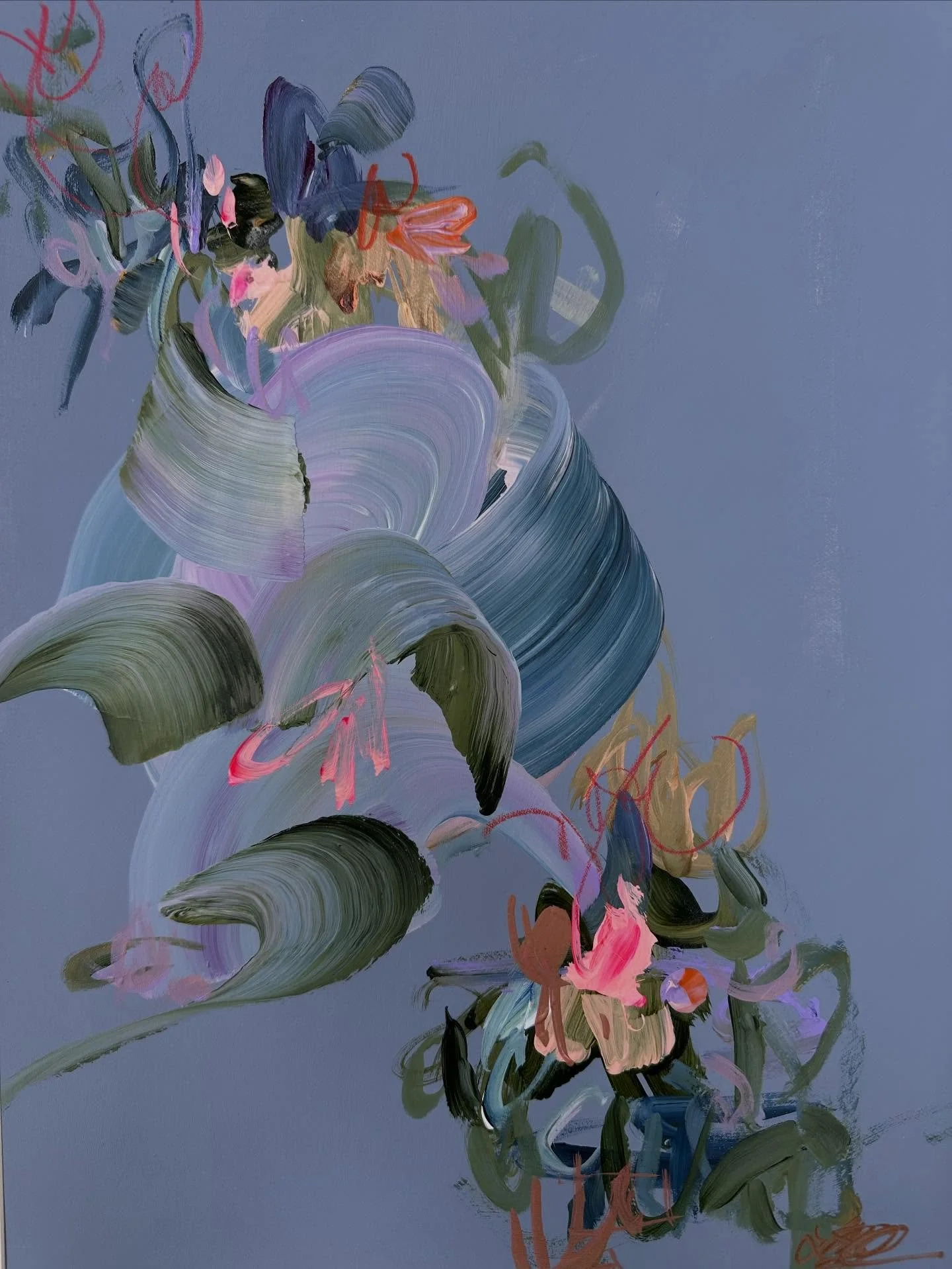 Magic Carpet - Paint on Paper, Framed